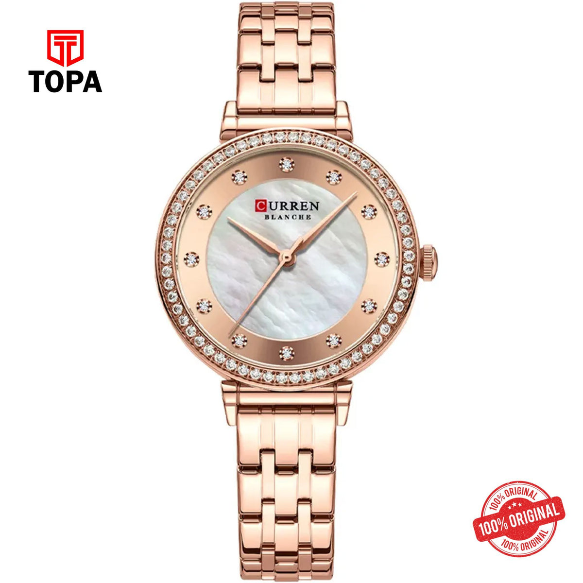 Topa Curren-9087-RS-WHT-Metal-Band-Women-Watch - Product Image 1