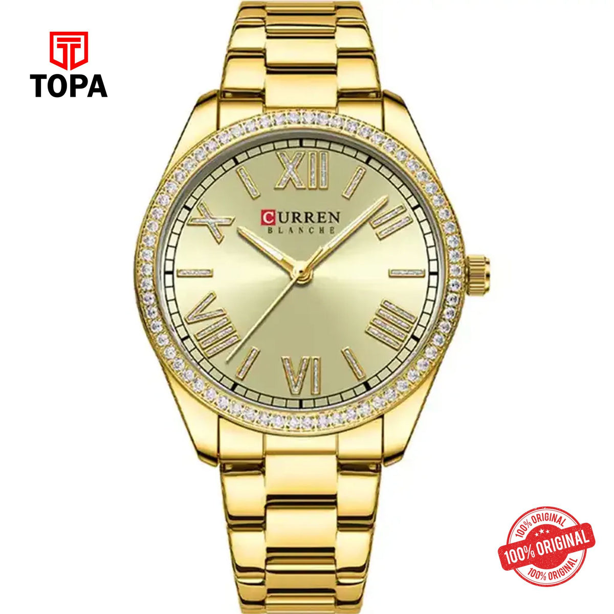 Topa Curren-9088-GLD-Metal-Band-Women-Watch - Product Image 1