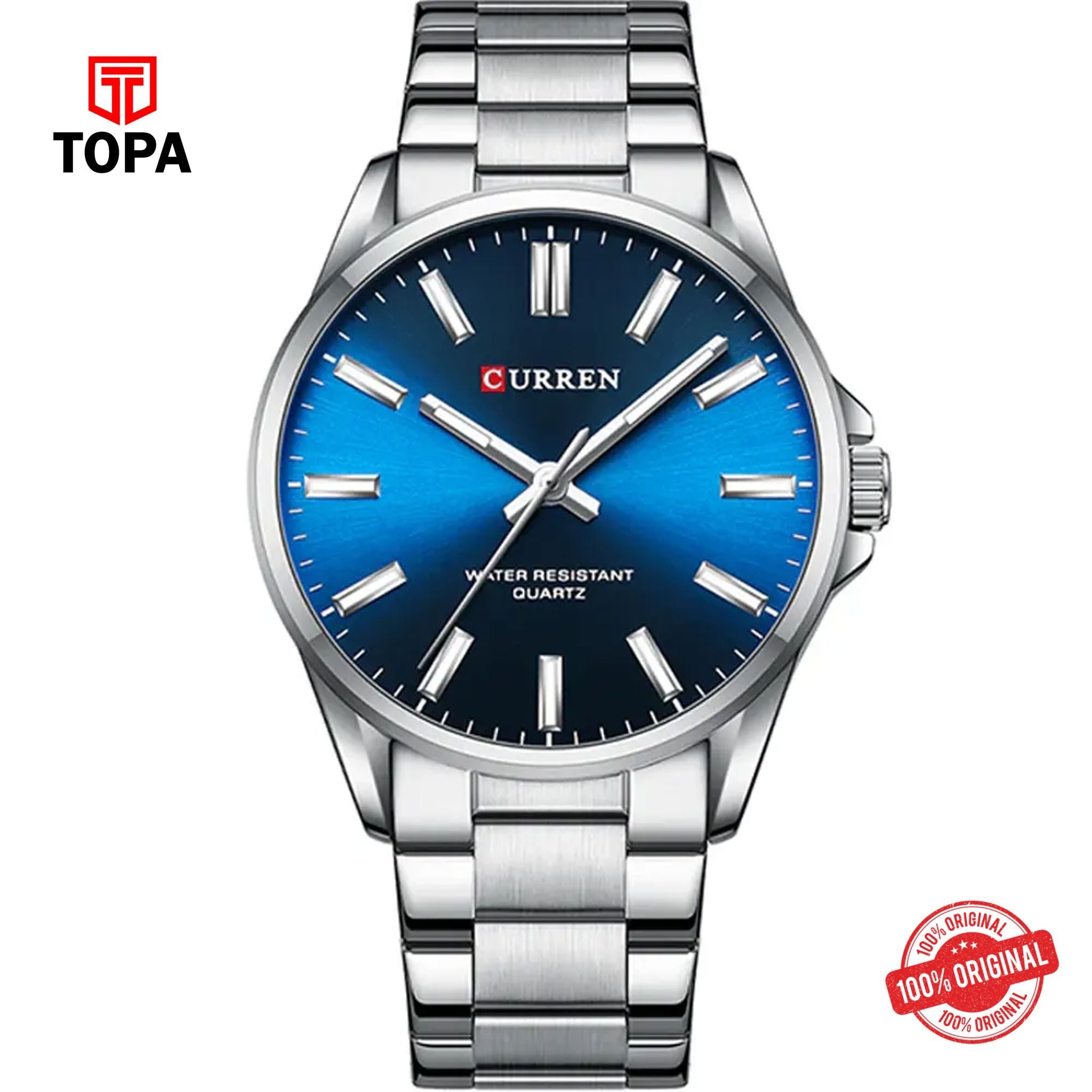 Topa Curren-9090G-CH-BLU-Metal-Band-Men-Watch - Product Image 1