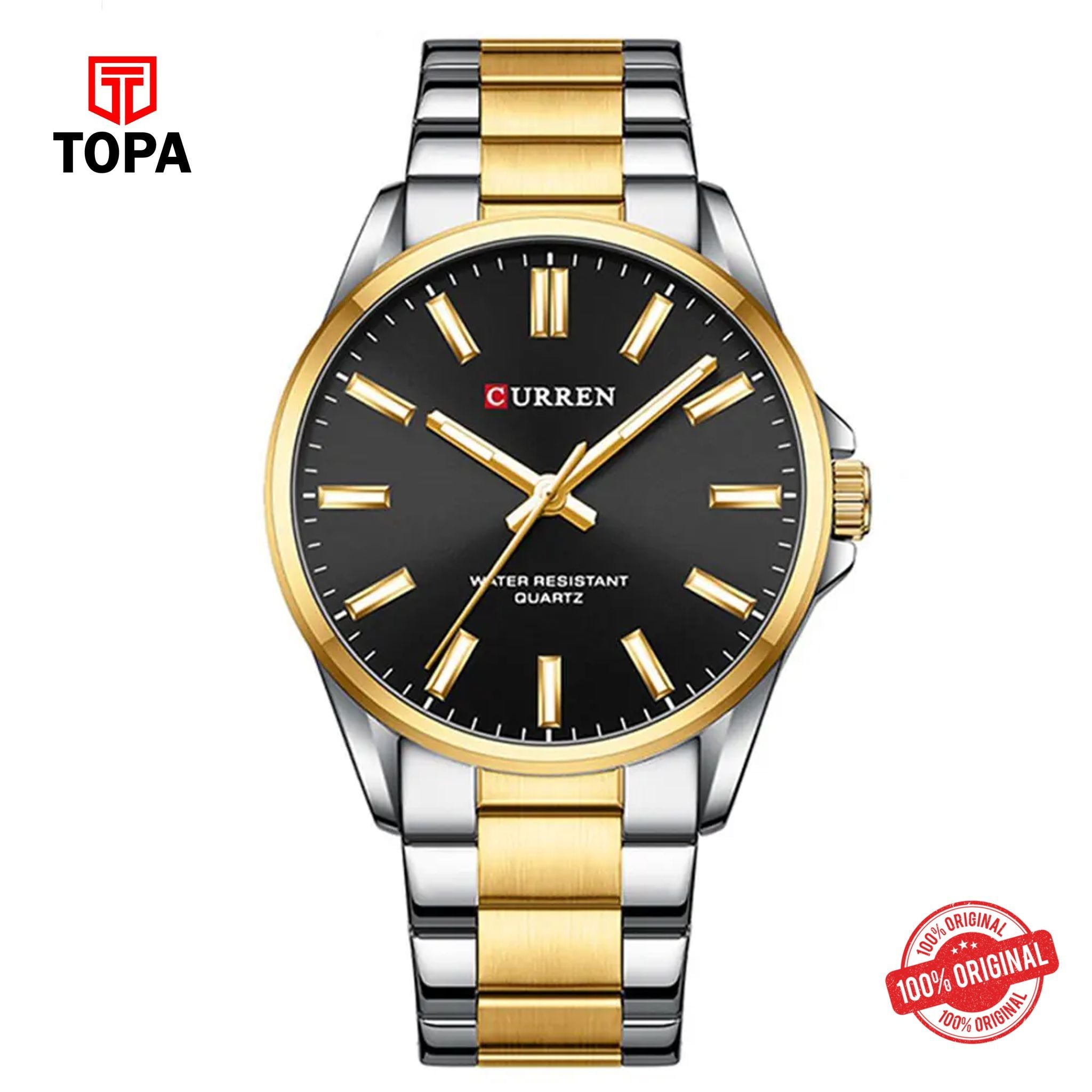 Topa Curren-9090G-TTGLD-BLK-Metal-Band-Men-Watch - Product Image 1