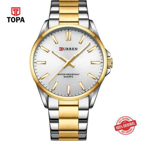 Topa Curren-9090G-TTGLD-WHT-Metal-Band-Men-Watch - Product Image 1