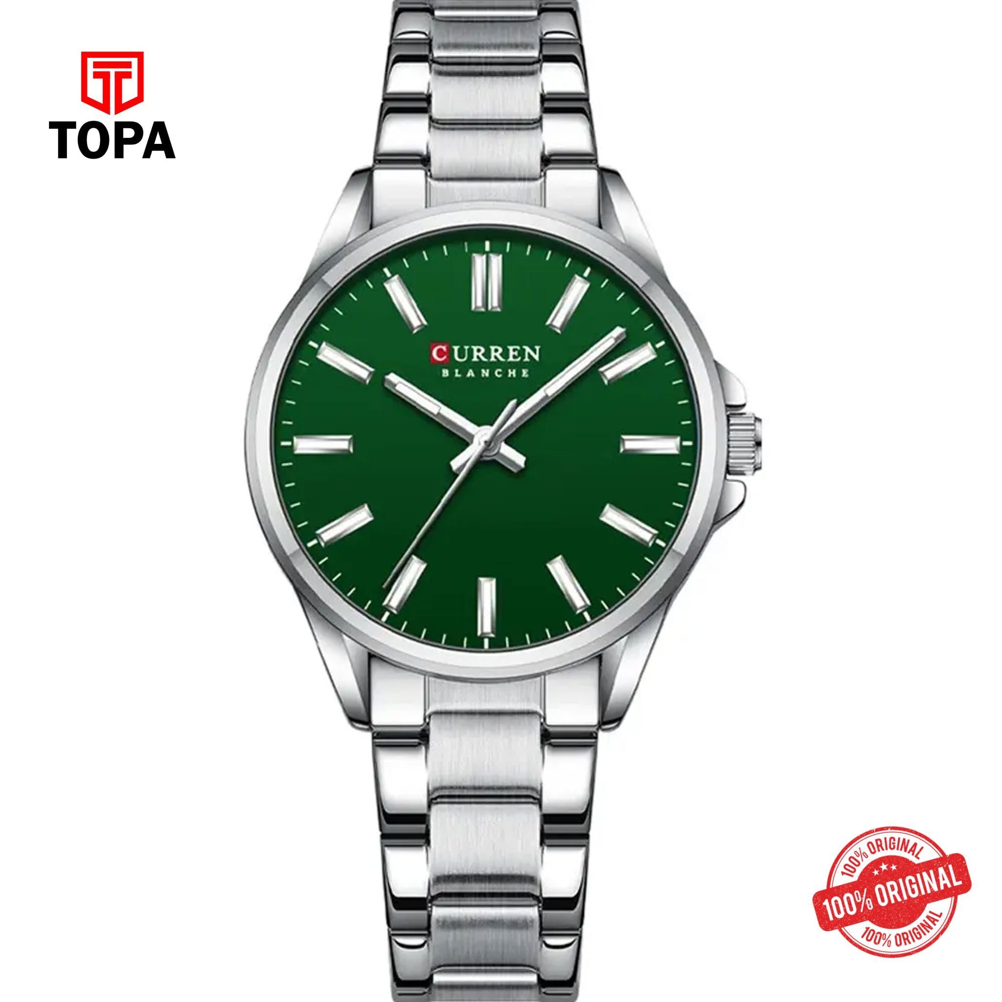 Topa Curren-9090L-CH-GRN-Metal-Band-Women-Watch - Product Image 1