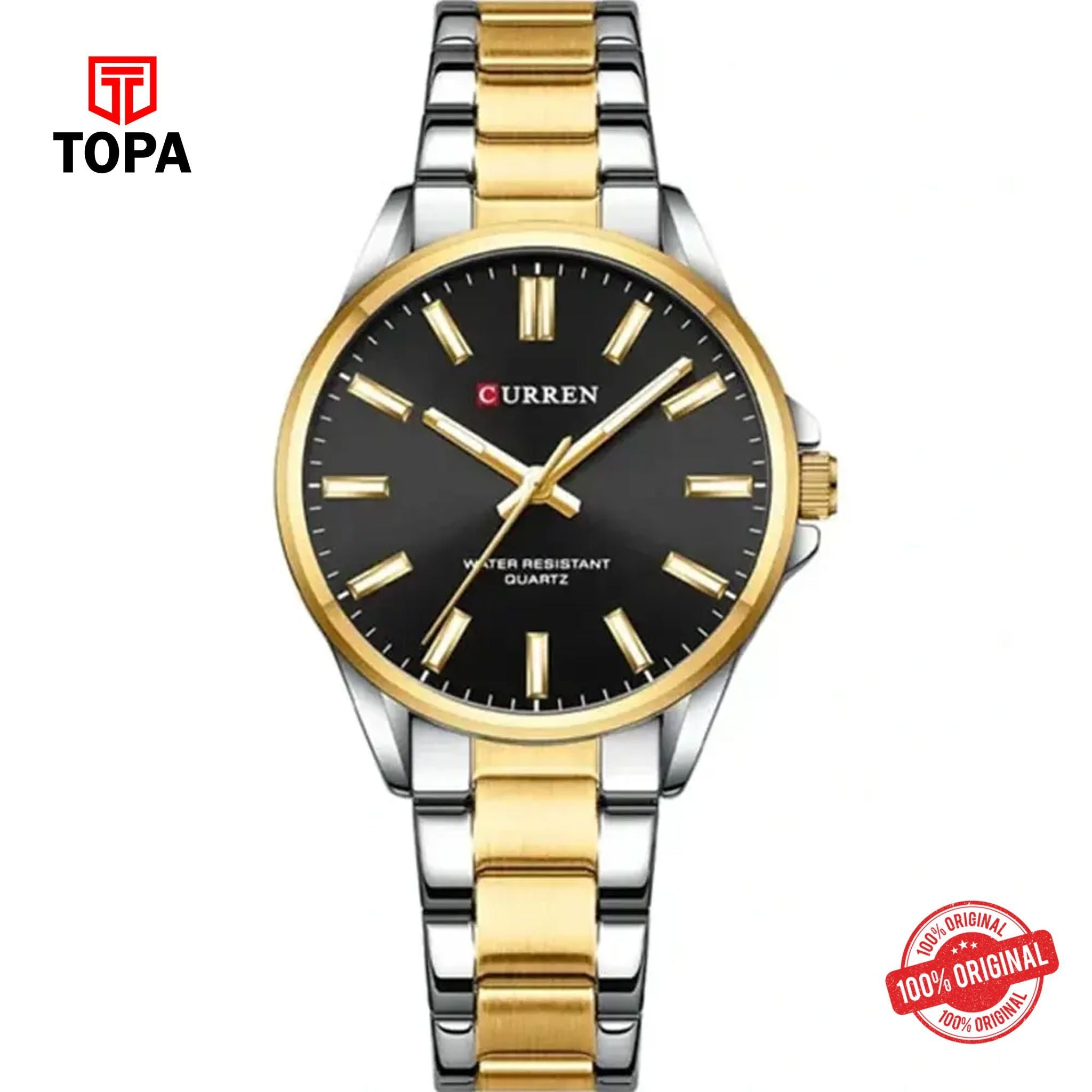 Topa Curren-9090L-TTGLD-BLKMetal-Band-Women-Watch - Product Image 1