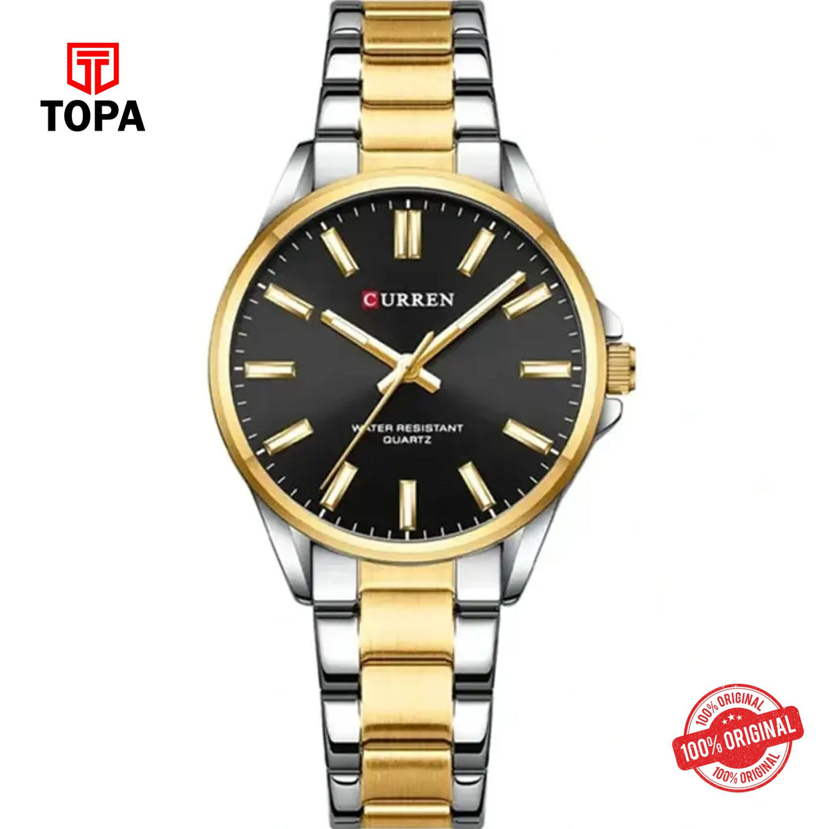 Topa Curren-9090L-TTGLD-BLKMetal-Band-Women-Watch - Product Image 1