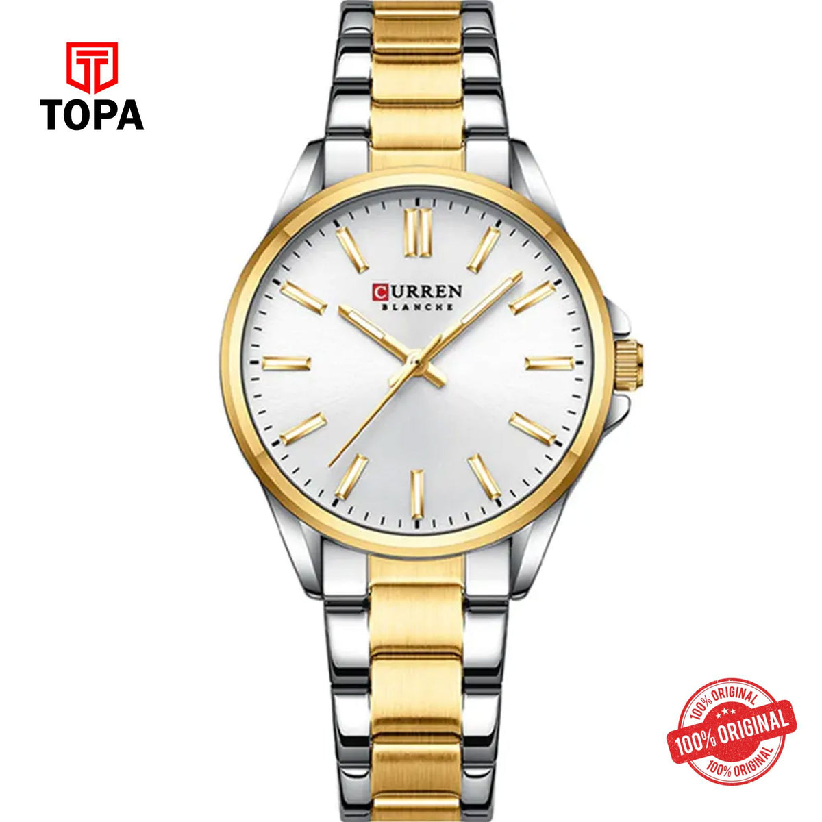 Topa Curren-9090L-TTGLD-WHT-Metal-Band-Women-Watch - Product Image 1