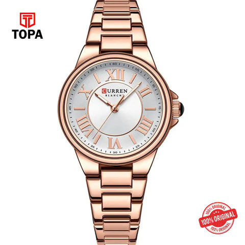 Topa Curren-9091L-RG-WHT-Metal-Band-Women-Watch - Product Image 1