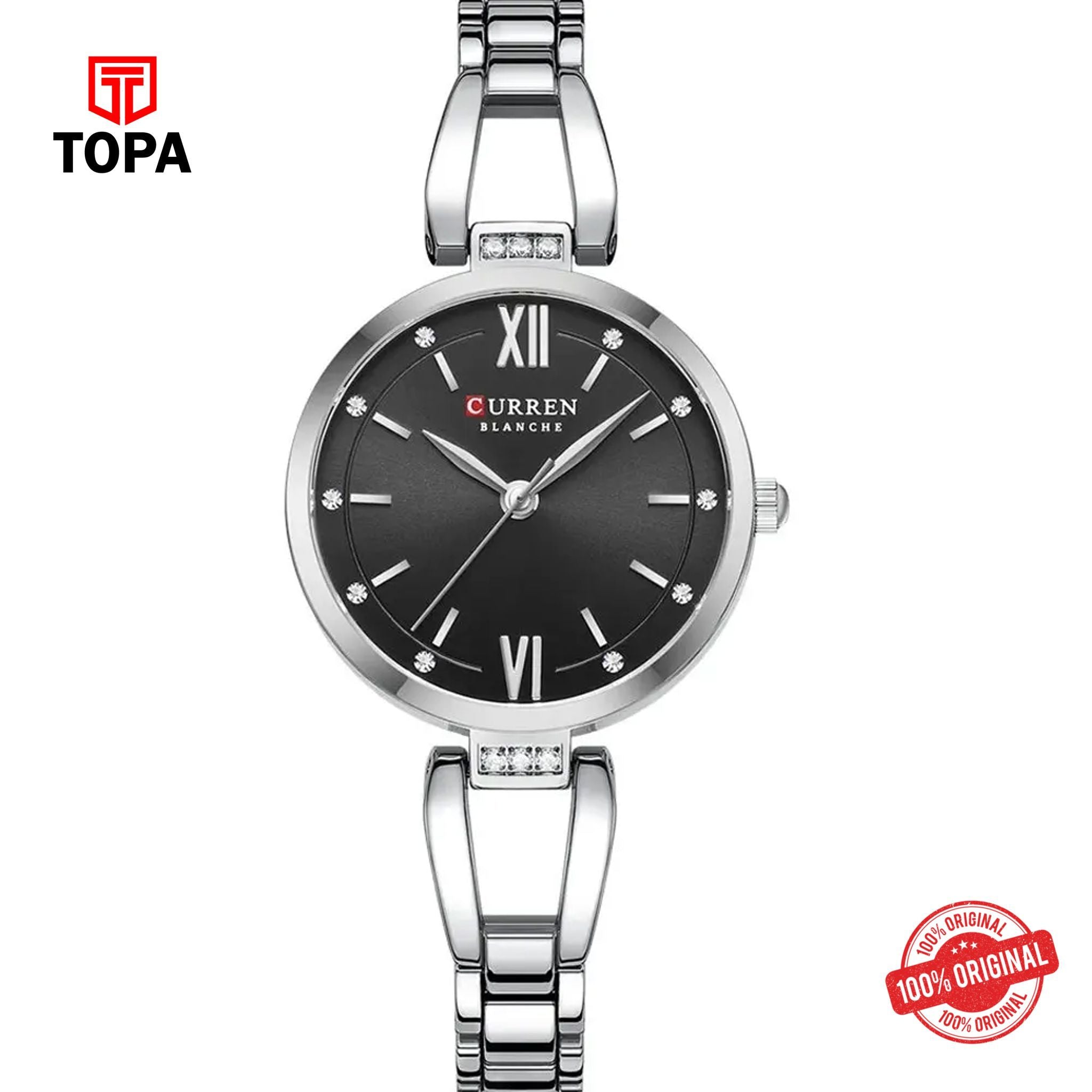 Topa Curren-9092L-CH-BLK-Metal-Band-Women-Watch - Product Image 1