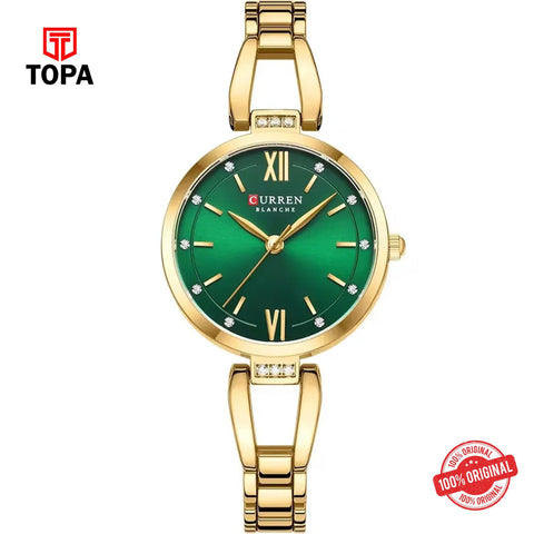 Topa Curren-9092L-GLD-GRN-Metal-Band-Women-Watch - Product Image 1