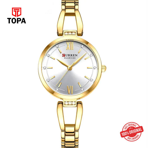Topa Curren-9092L-GLD-WHT-Metal-Band-Women-Watch - Product Image 1