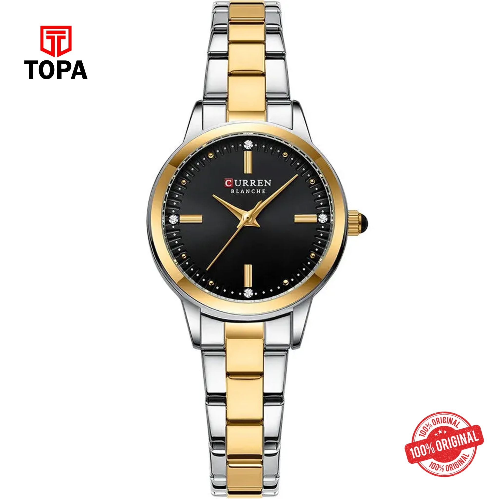 Topa Curren-9094L-TTGLD-BLK-Metal-Band-Women-Watch - Product Image 1