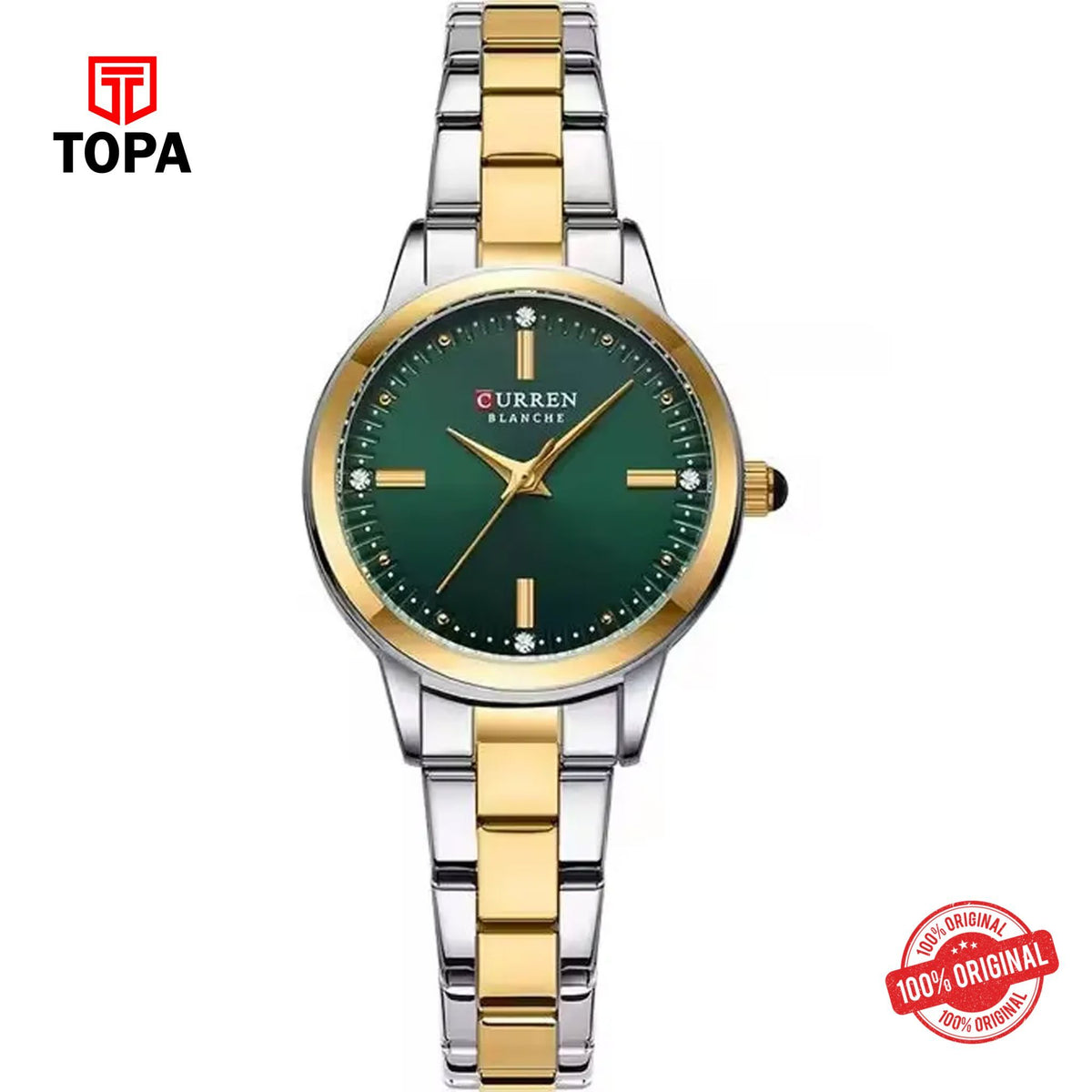 Topa Curren-9094L-TTGLD-GRN-Metal-Band-Women-Watch - Product Image 1