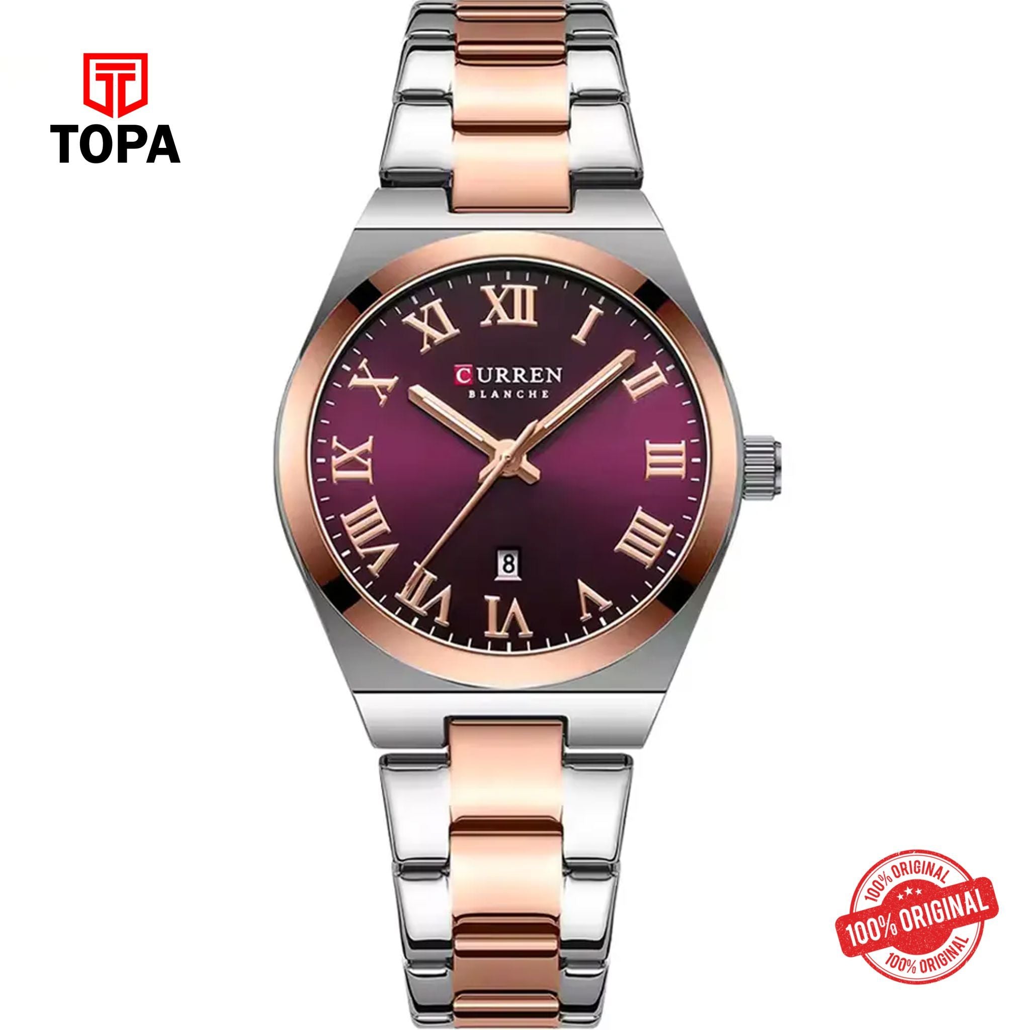 Topa Curren-9095L-TTRG-PUR-Metal-Band-Women-Watch - Product Image 1