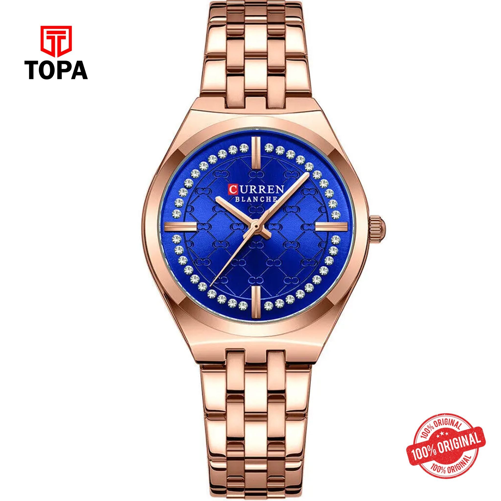 Topa Curren-9096L-RG-BLU-Metal-Band-Women-Watch - Product Image 1