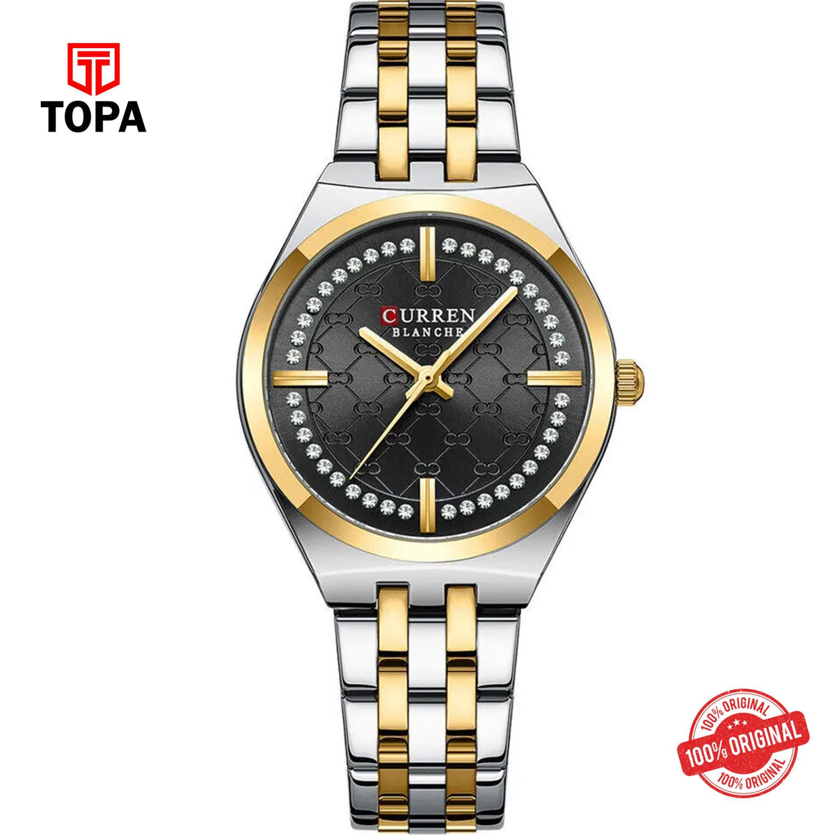 Topa Curren-9096L-TTGLD-BLK-Metal-Band-Women-Watch - Product Image 1