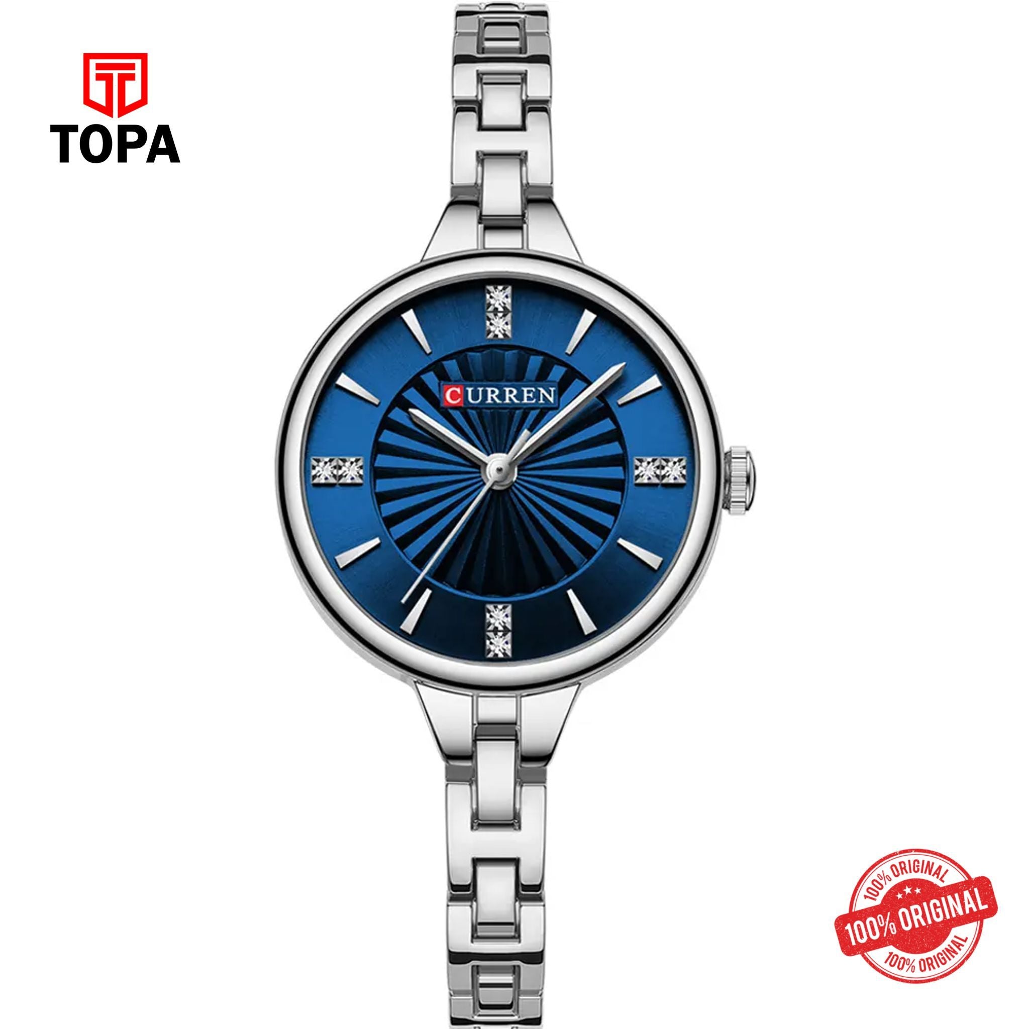 Topa Curren-9097L-CH-BLU-Metal-Band-Women-Watch - Product Image 1