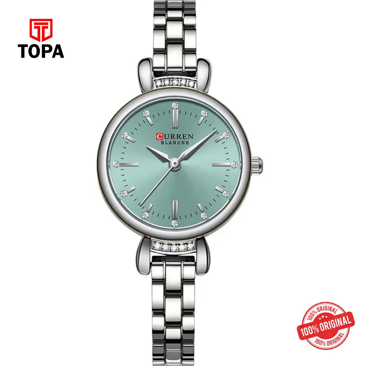 Topa Curren-9098L-CH-GRN-Metal-Band-Women-Watch - Product Image 1
