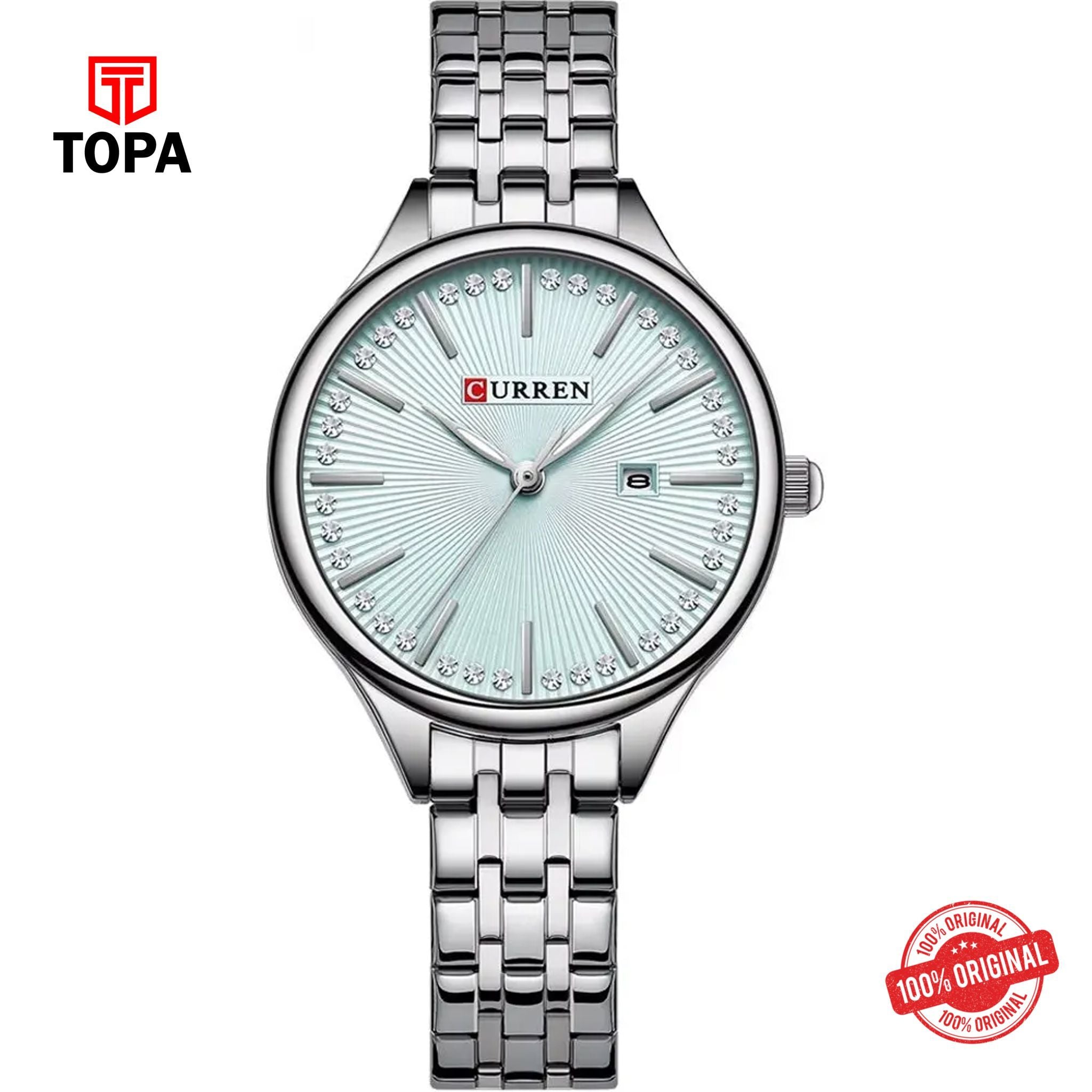 Topa Curren-9099L-CH-SBLU-Metal-Band-Women-Watch - Product Image 1