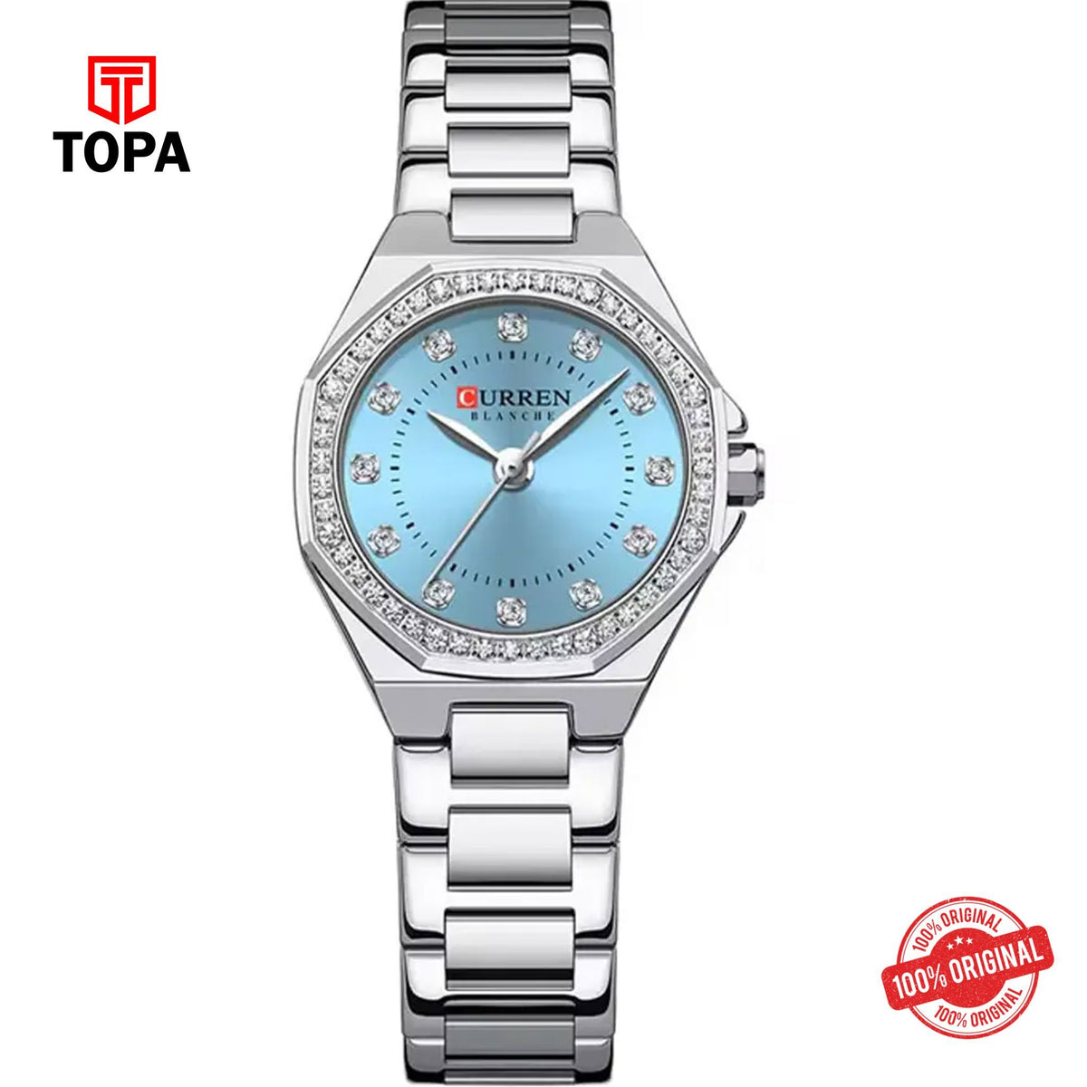 Topa Curren-9100L-CH-BLU-Metal-Band-Women-Watch - Product Image 1