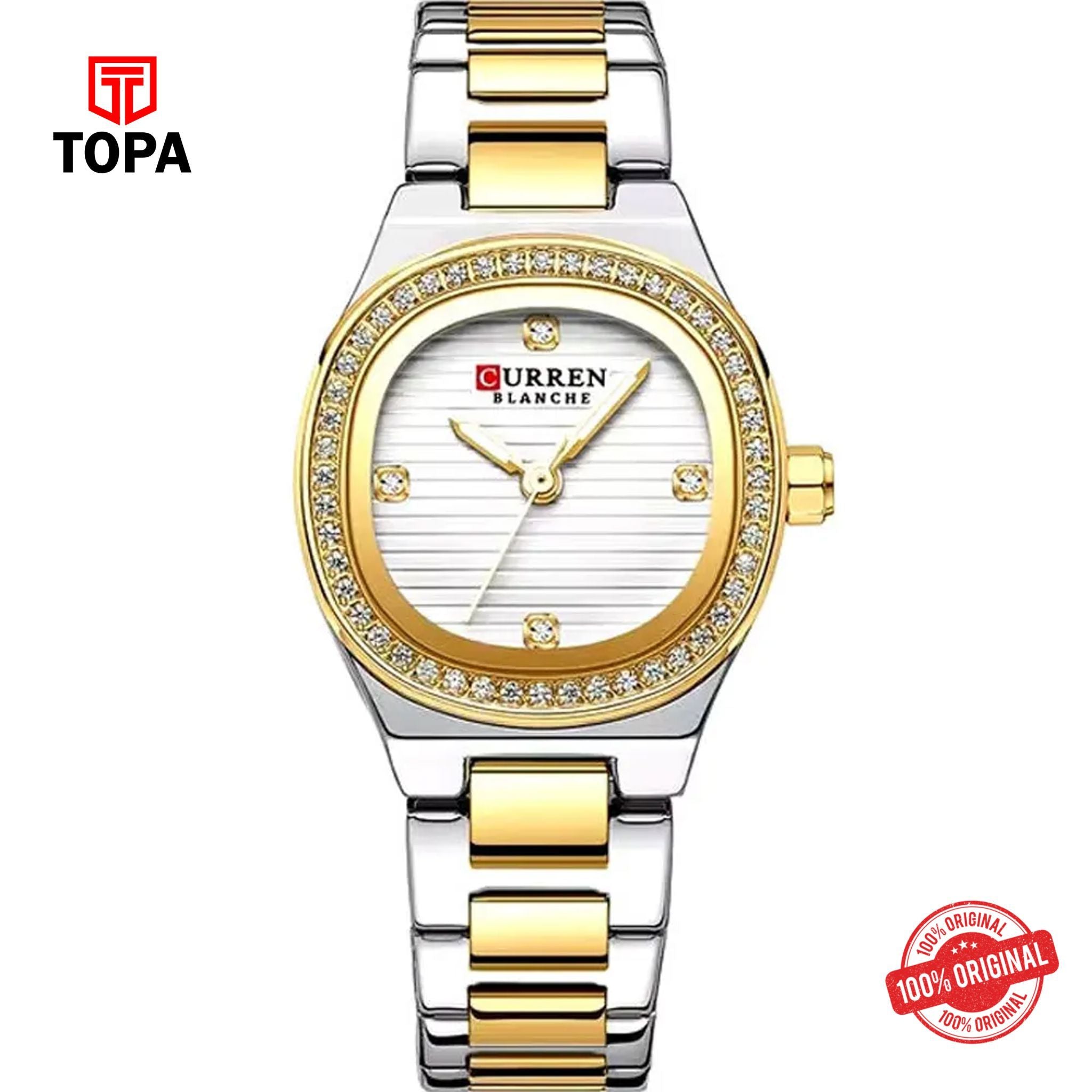 Topa Curren-9101L-TTGLD-WHT-Metal-Band-Women-Watch - Product Image 1