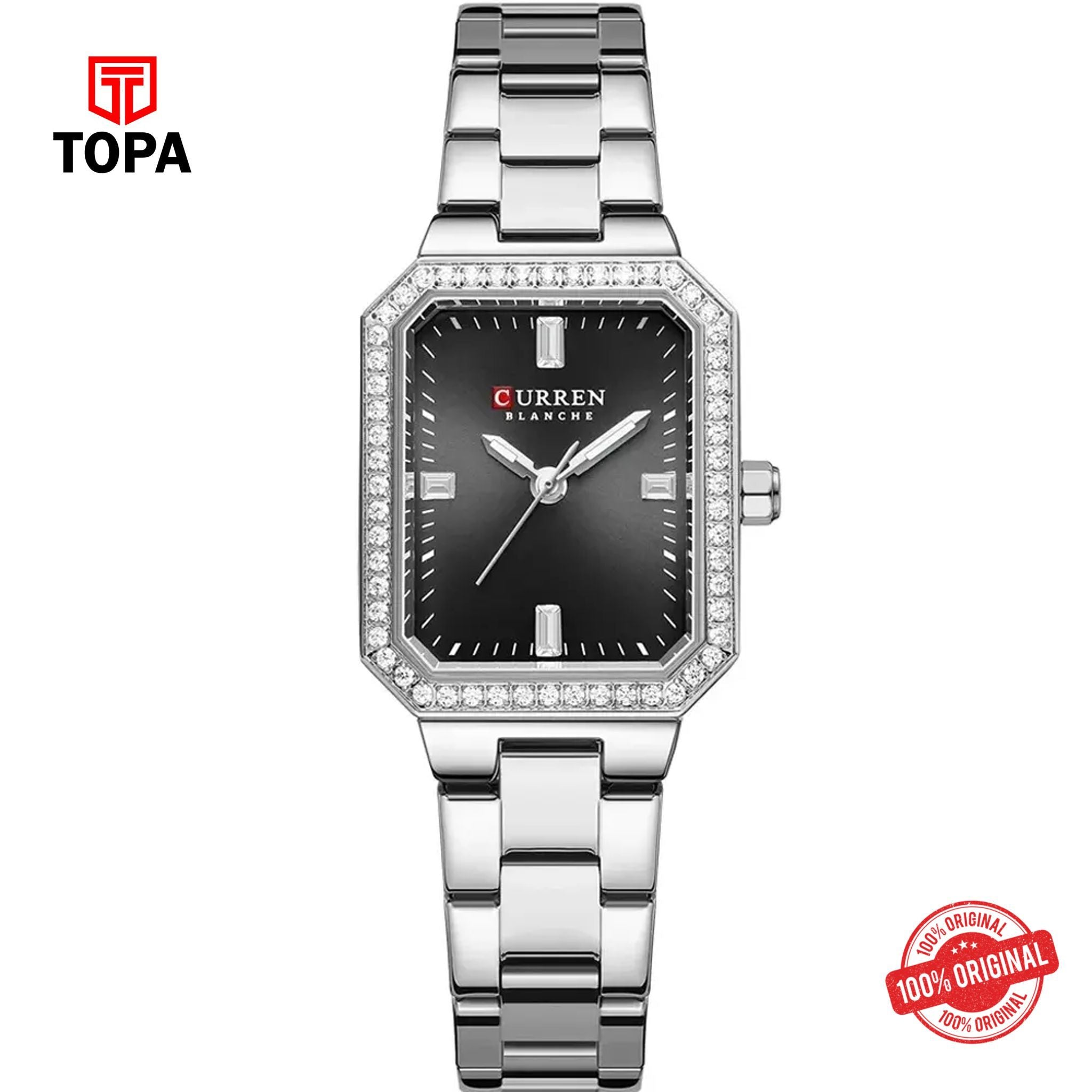 Topa Curren-9102L-CH-BLK-Metal-Band-Women-Watch - Product Image 1