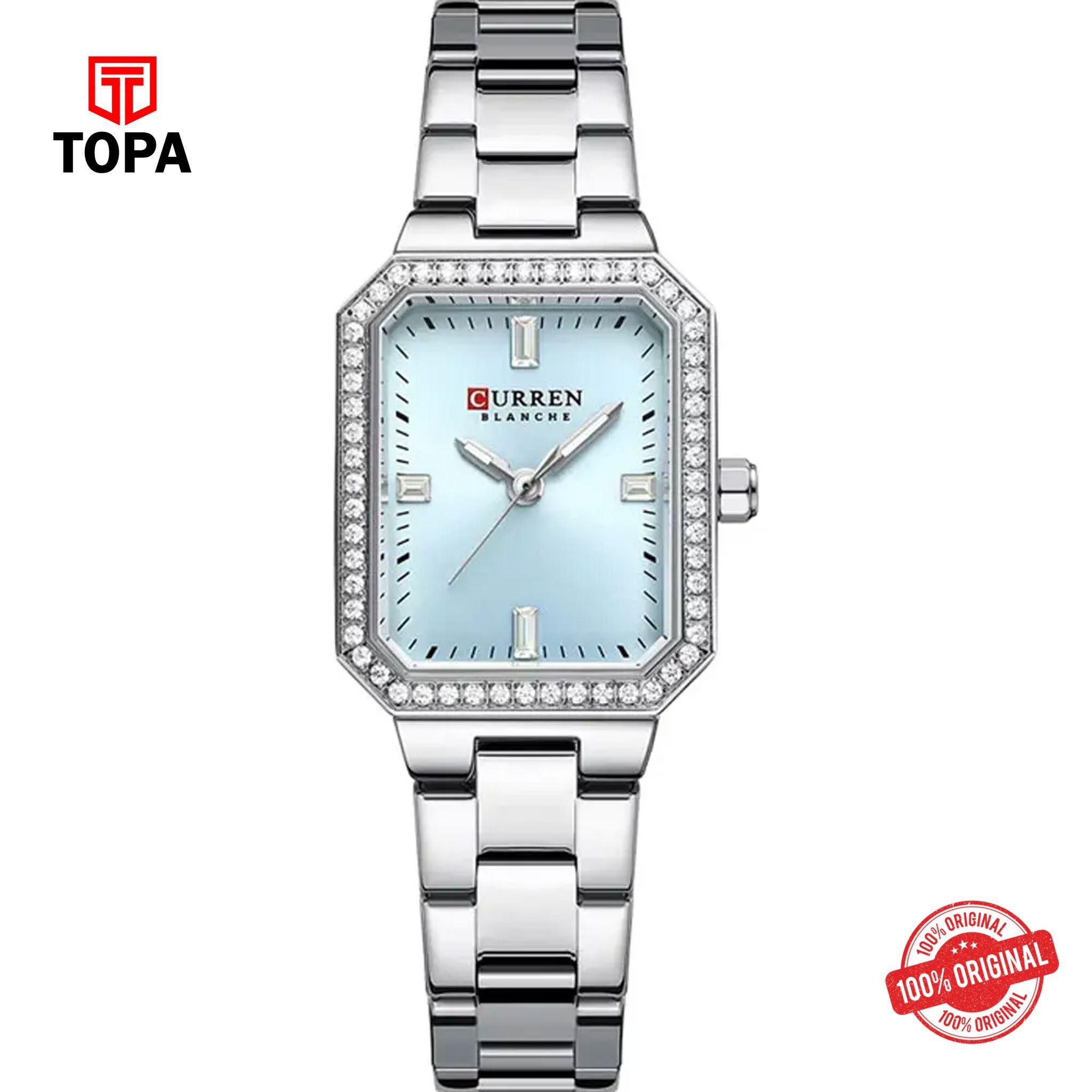 Topa Curren-9102L-CH-SBLU-Metal-Band-Women-Watch - Product Image 1