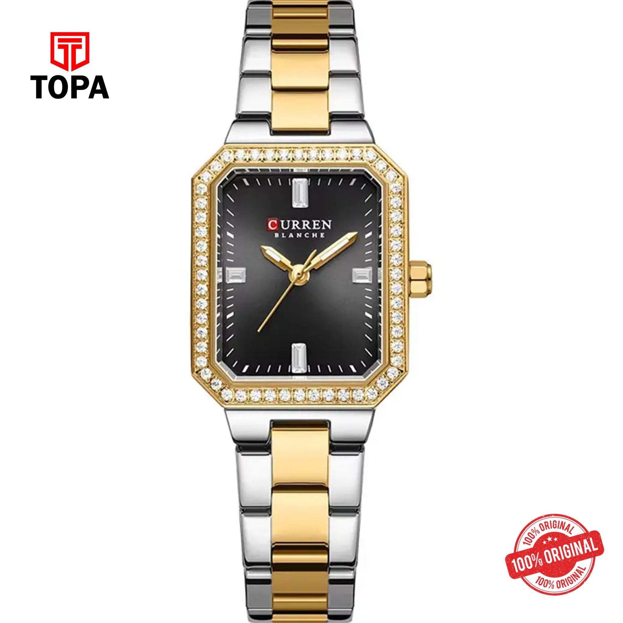 Topa Curren-9102L-TTGLD-BLK-Metal-Band-Women-Watch - Product Image 1