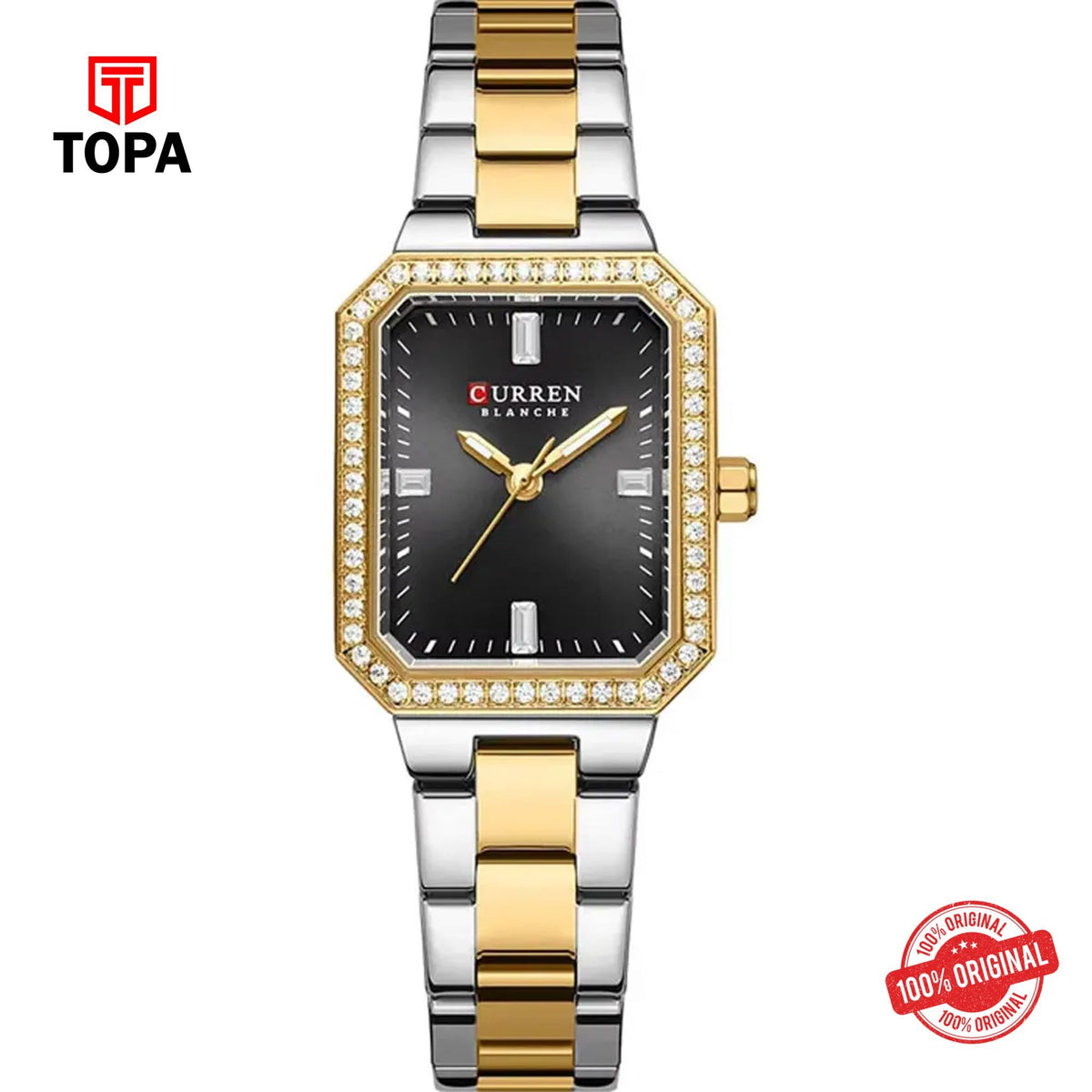 Topa Curren-9102L-TTGLD-BLK-Metal-Band-Women-Watch - Product Image 1