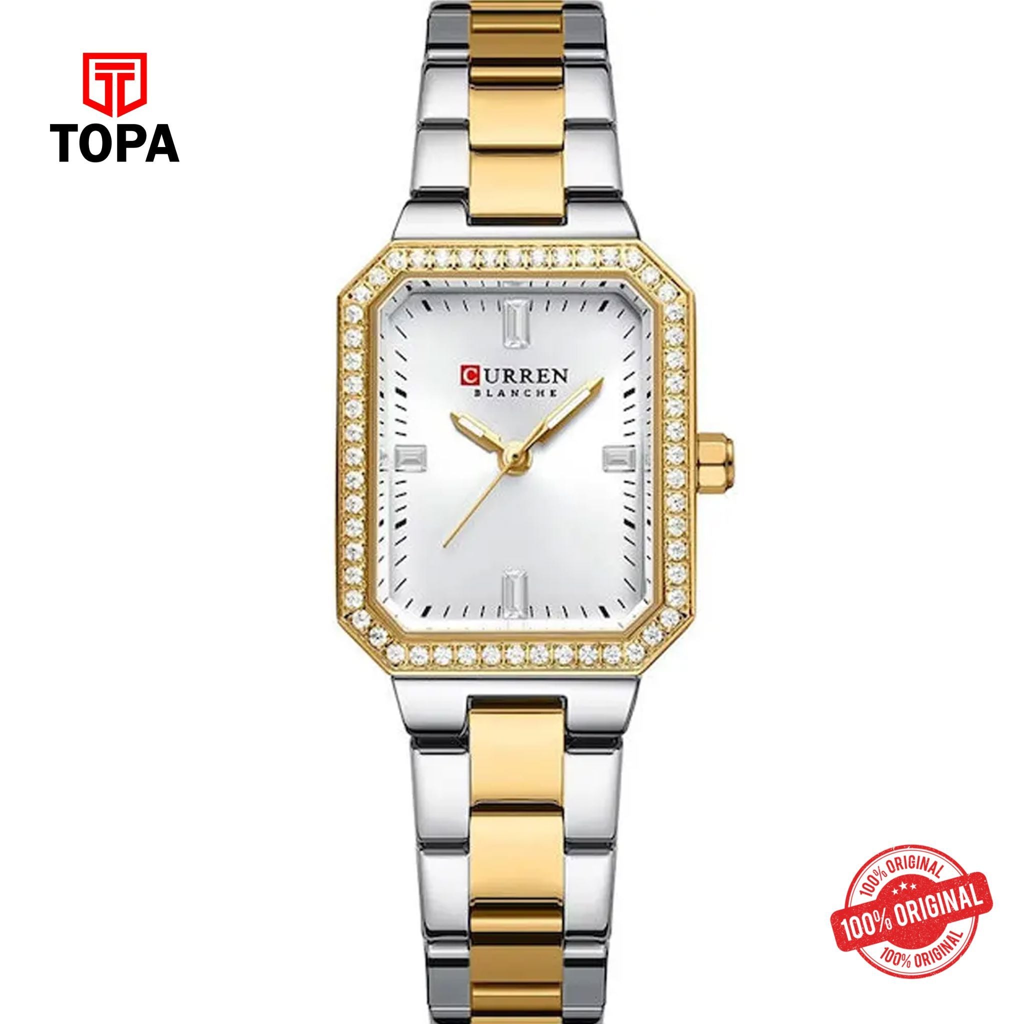 Topa Curren-9102L-TTGLD-WHT-Metal-Band-Women-Watch - Product Image 1
