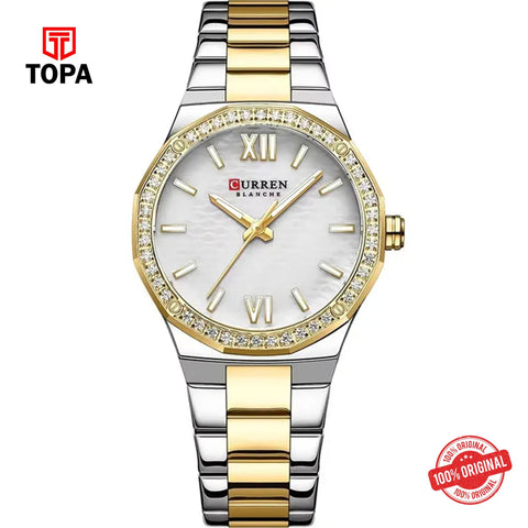 Topa Curren-9103L-TTGLD-WHT-Metal-Band-Women-Watch - Product Image 1