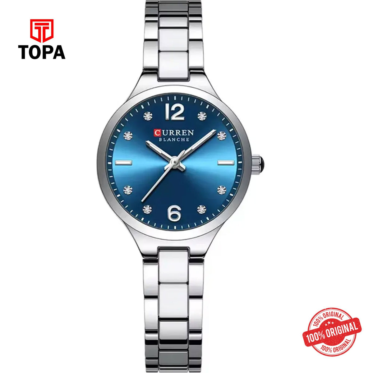 Topa Curren-9105L-CH-BLU-Metal-Band-Women-Watch - Product Image 1