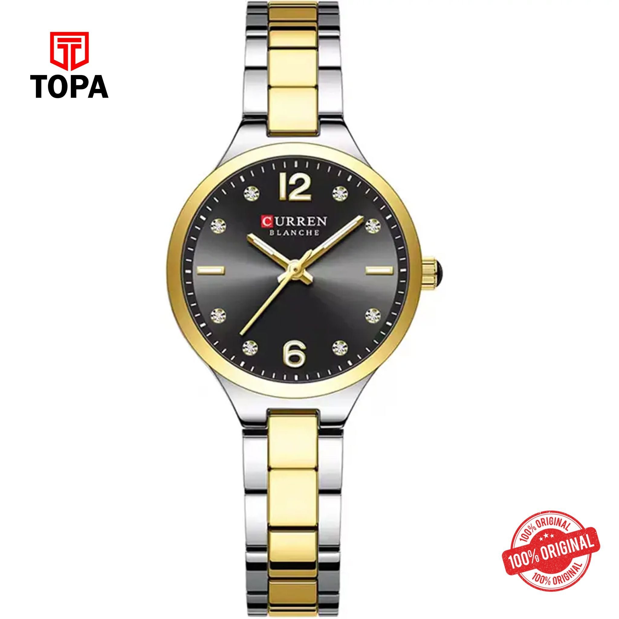 Topa Curren-9105L-TTGLD-BLK-Metal-Band-Women-Watch - Product Image 1