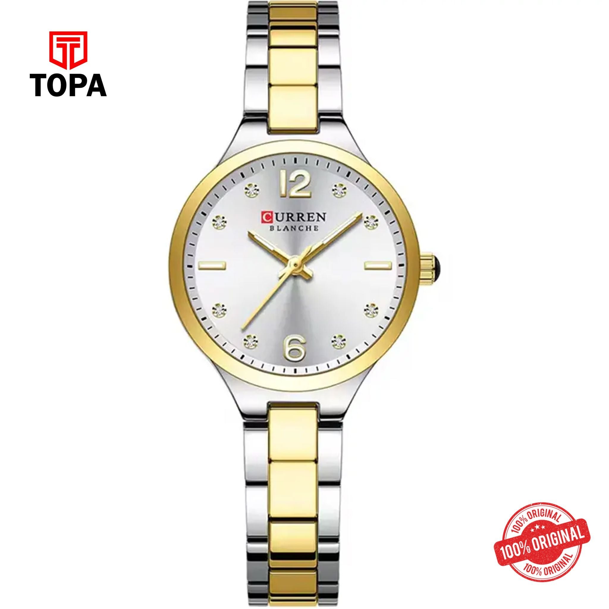 Topa Curren-9105L-TTGLD-WHT-Metal-Band-Women-Watch - Product Image 1