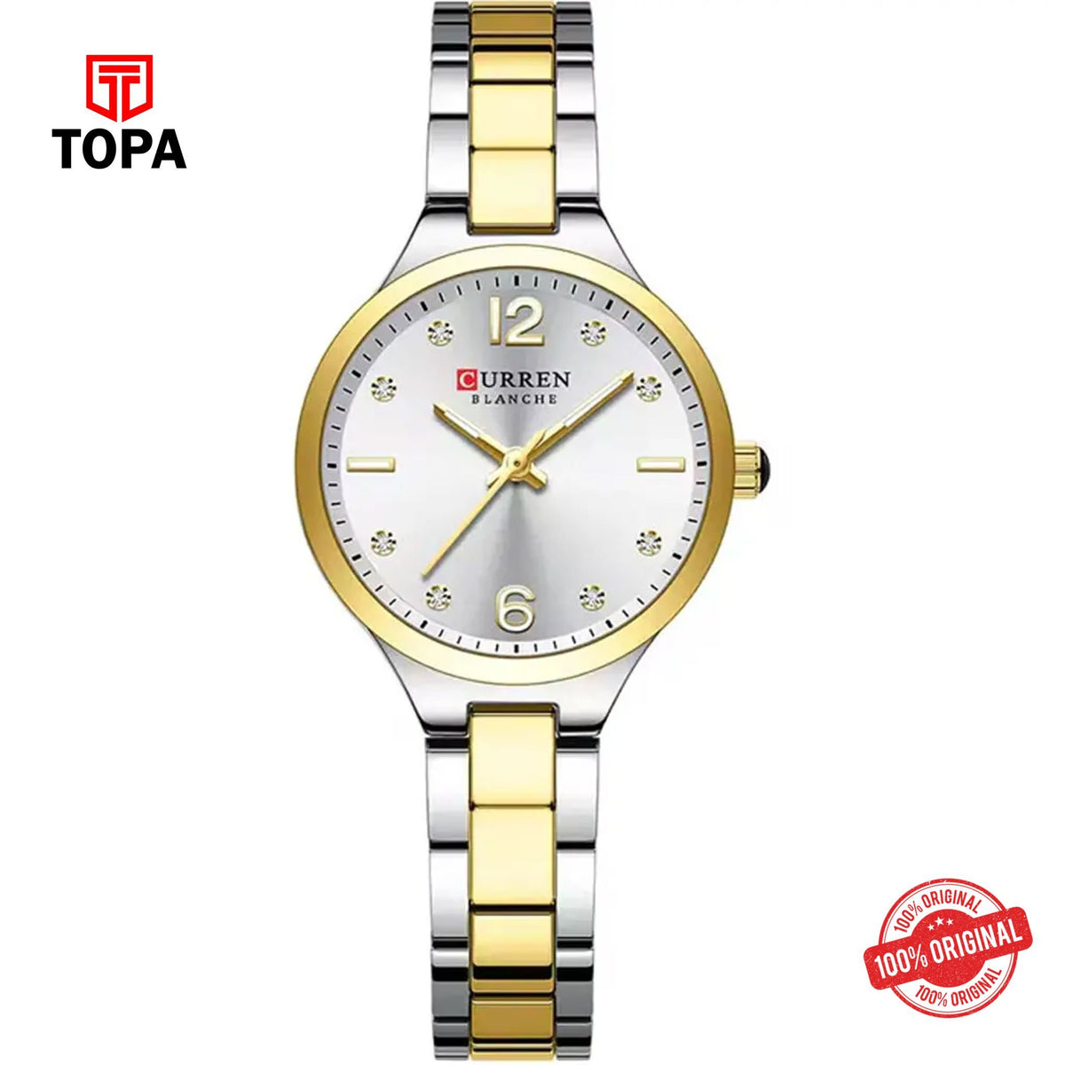 Topa Curren-9105L-TTGLD-WHT-Metal-Band-Women-Watch - Product Image 1
