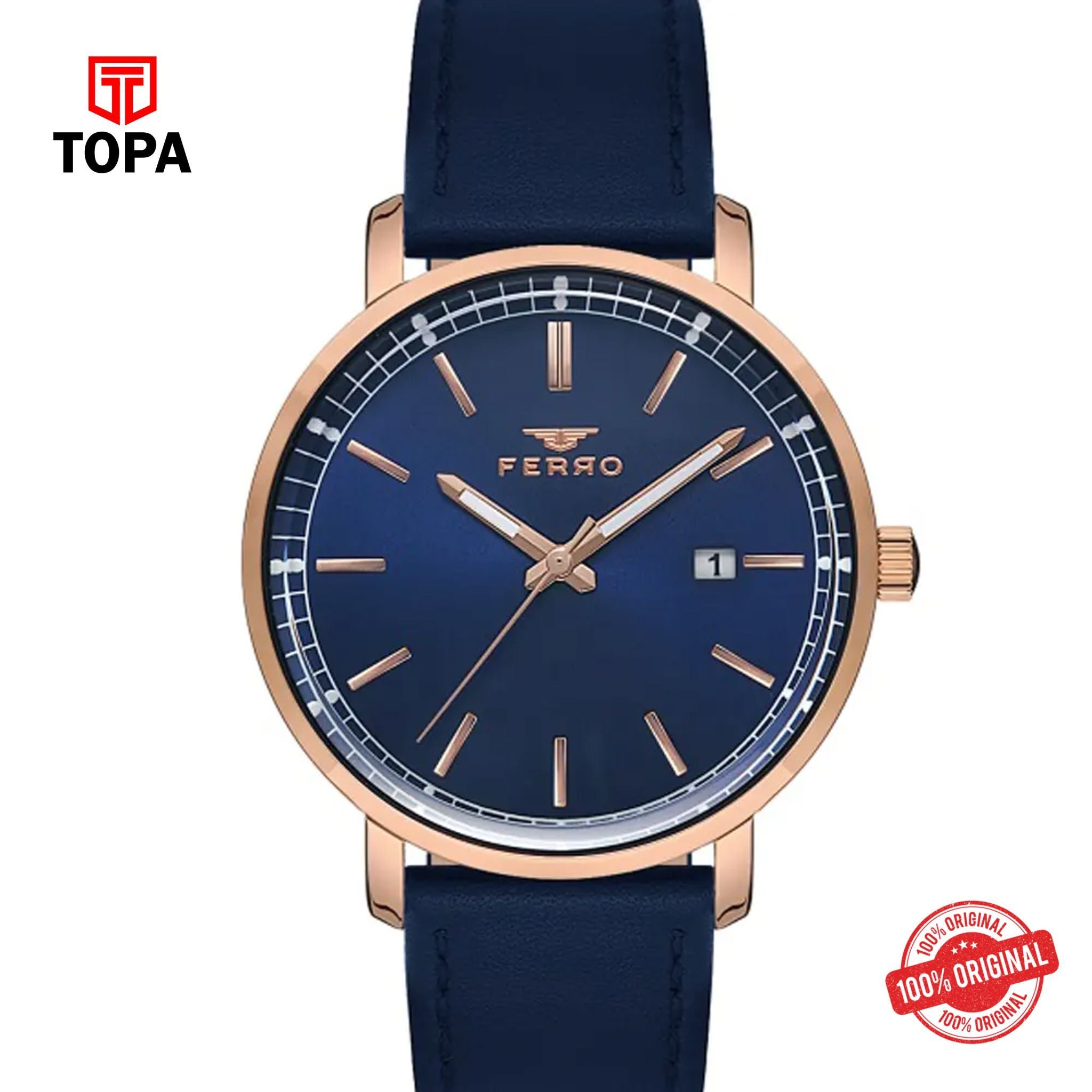 Topa Ferro-F11148B-T-Leather-Band-Men-Watch - Product Image 1