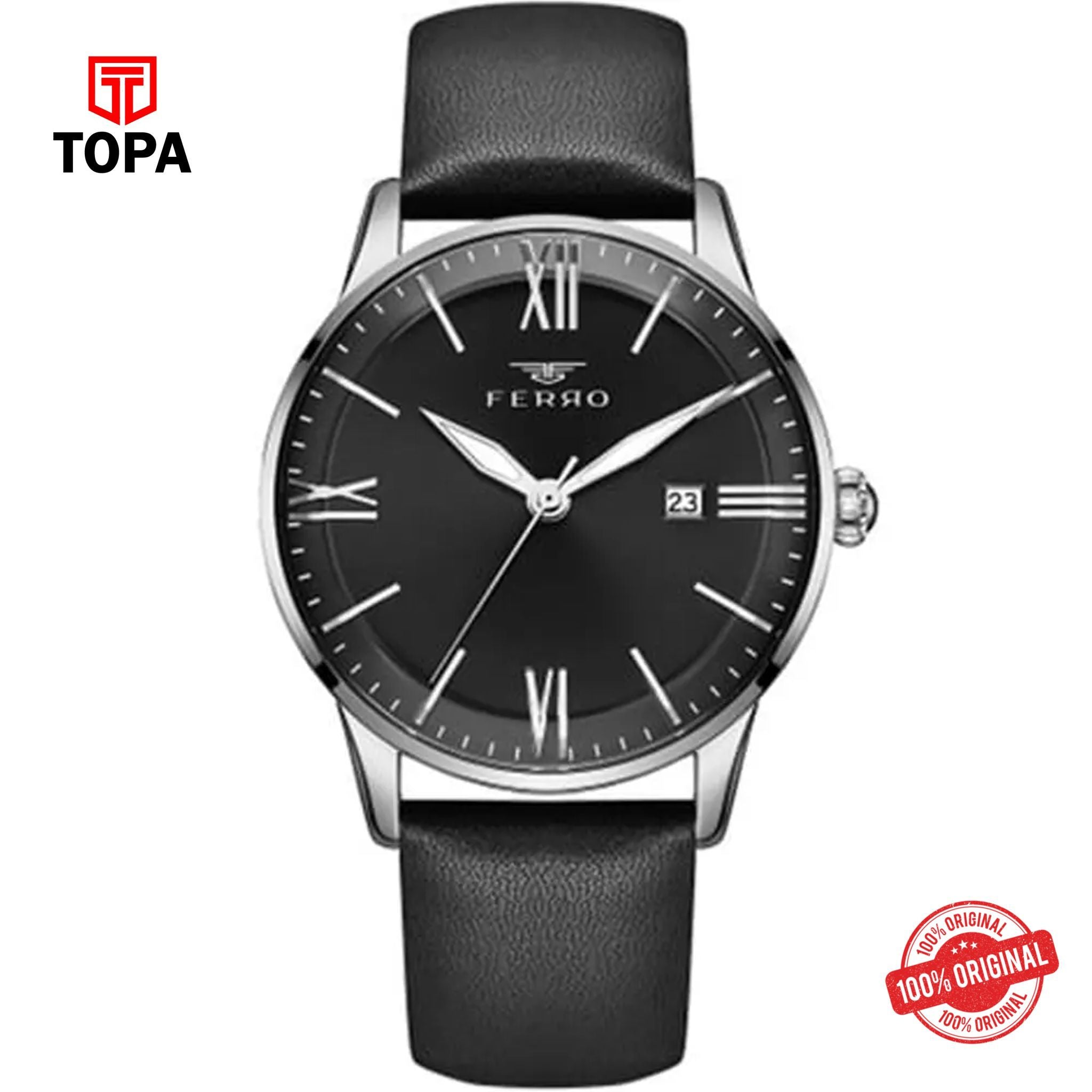 Topa Ferro-F11182B-J2-Leather-Band-Men-Watch - Product Image 1