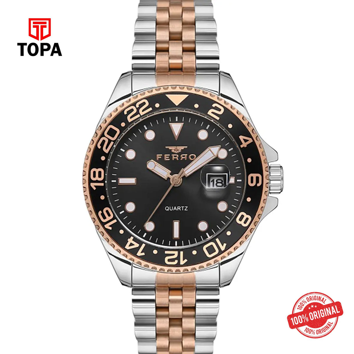 Topa Ferro-F11196A-E2-Metal-Band-Men-Watch - Product Image 1