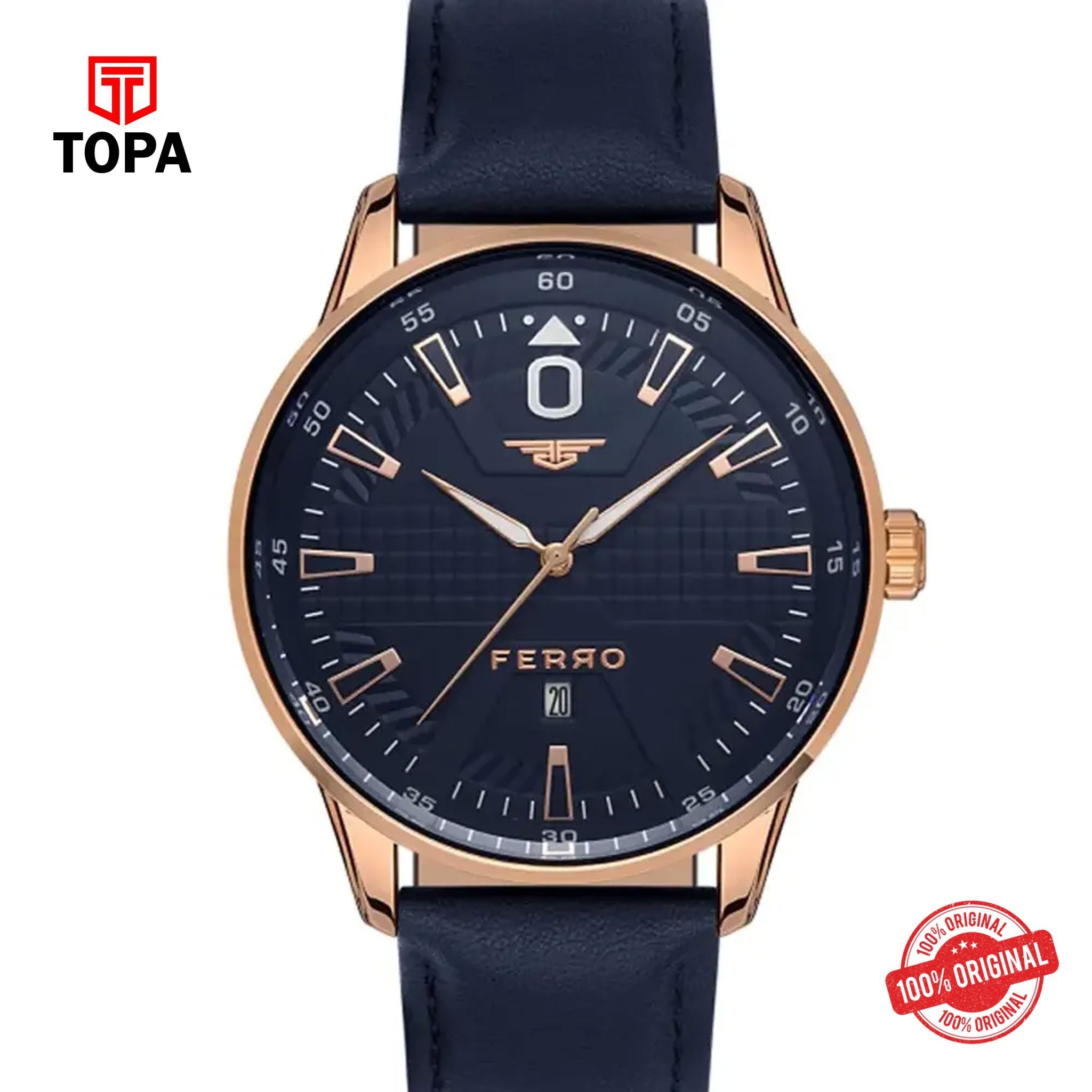 Topa Ferro-F11199B-T-Leather-Band-Men-Watch - Product Image 1