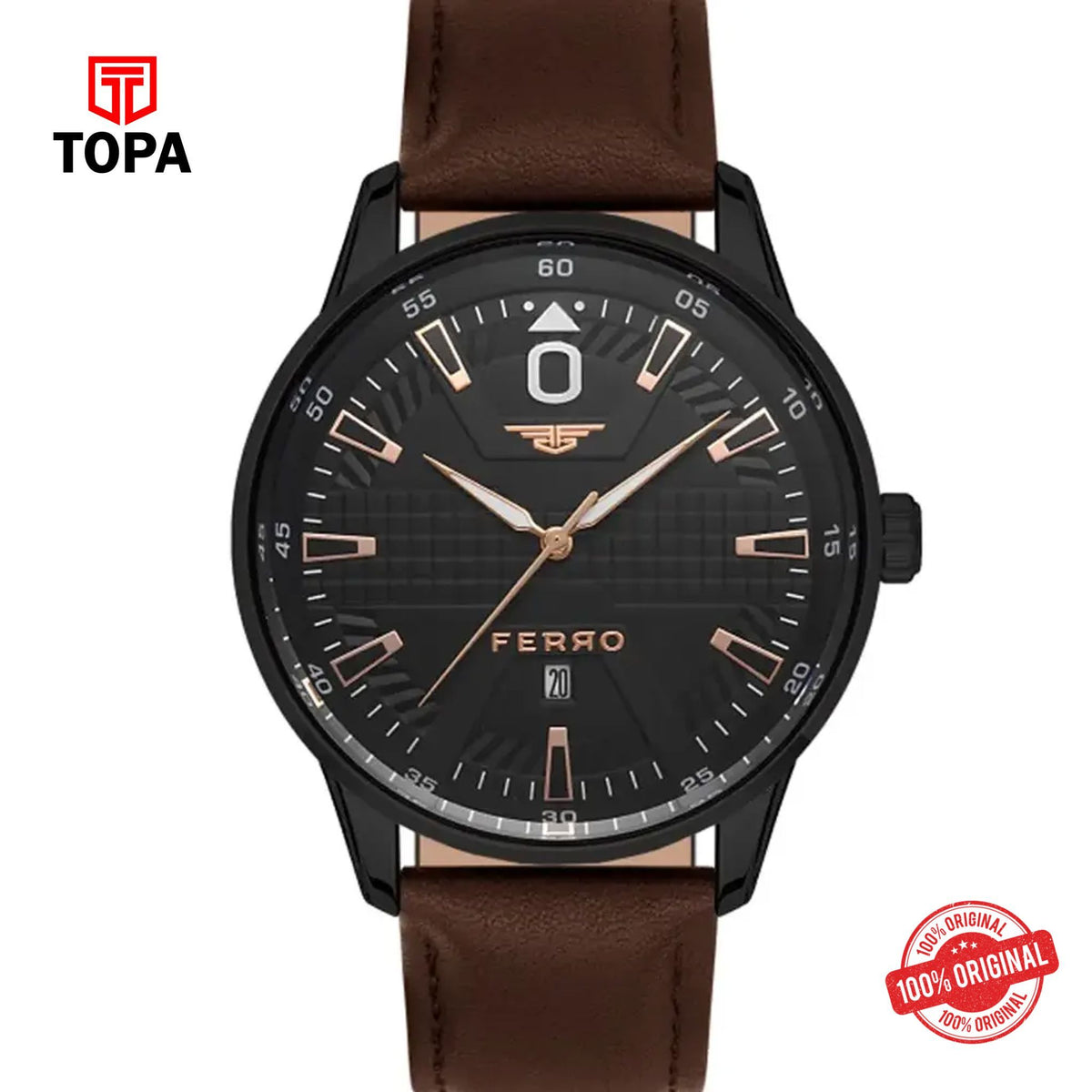 Topa Ferro-F11199B-X-Leather-Band-Men-Watch - Product Image 1