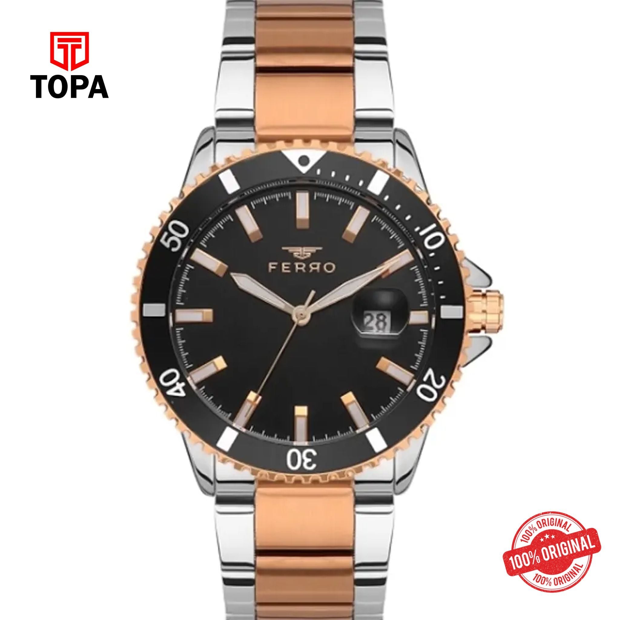 Topa Ferro-F11238A-E2-Metal-Band-Men-Watch - Product Image 1