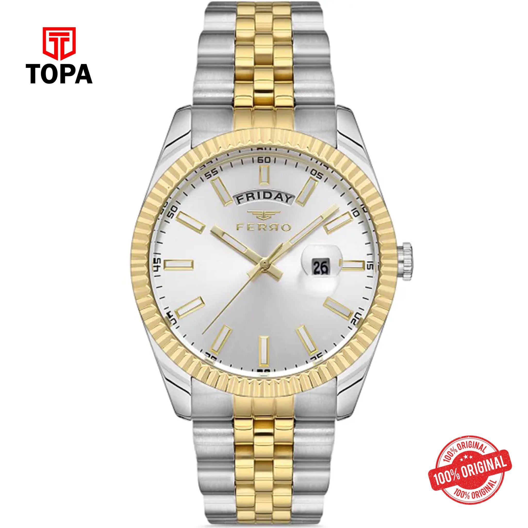 Topa Ferro-F11247A-D-Metal-Band-Men-Watch - Product Image 1