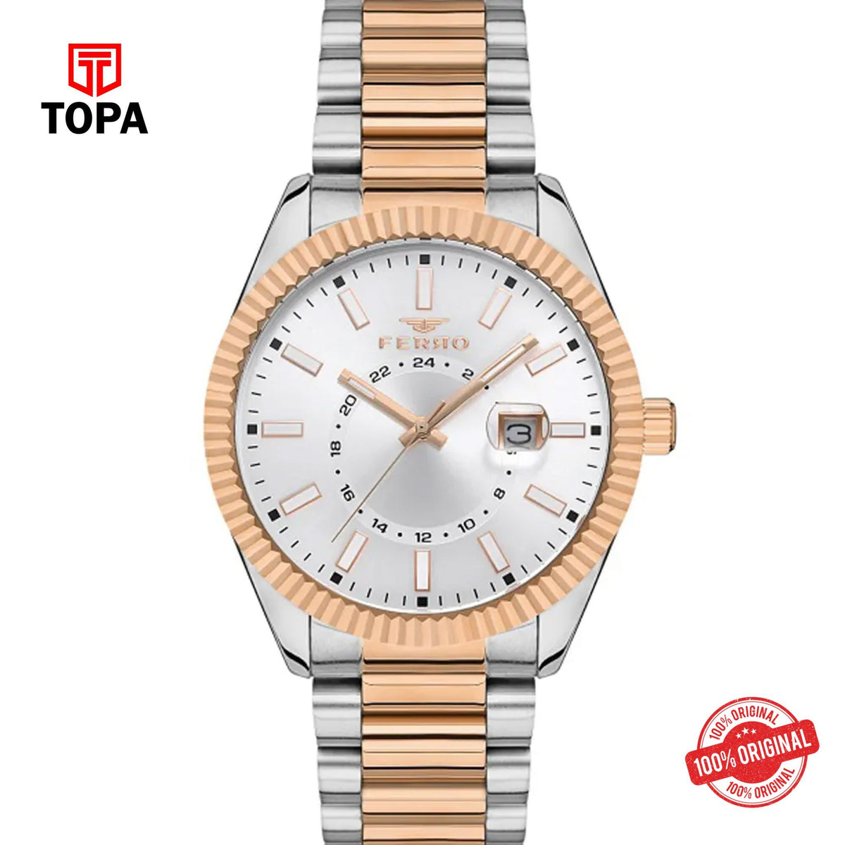 Topa Ferro-F11288A-E-Metal-Band-Men-Watch - Product Image 1