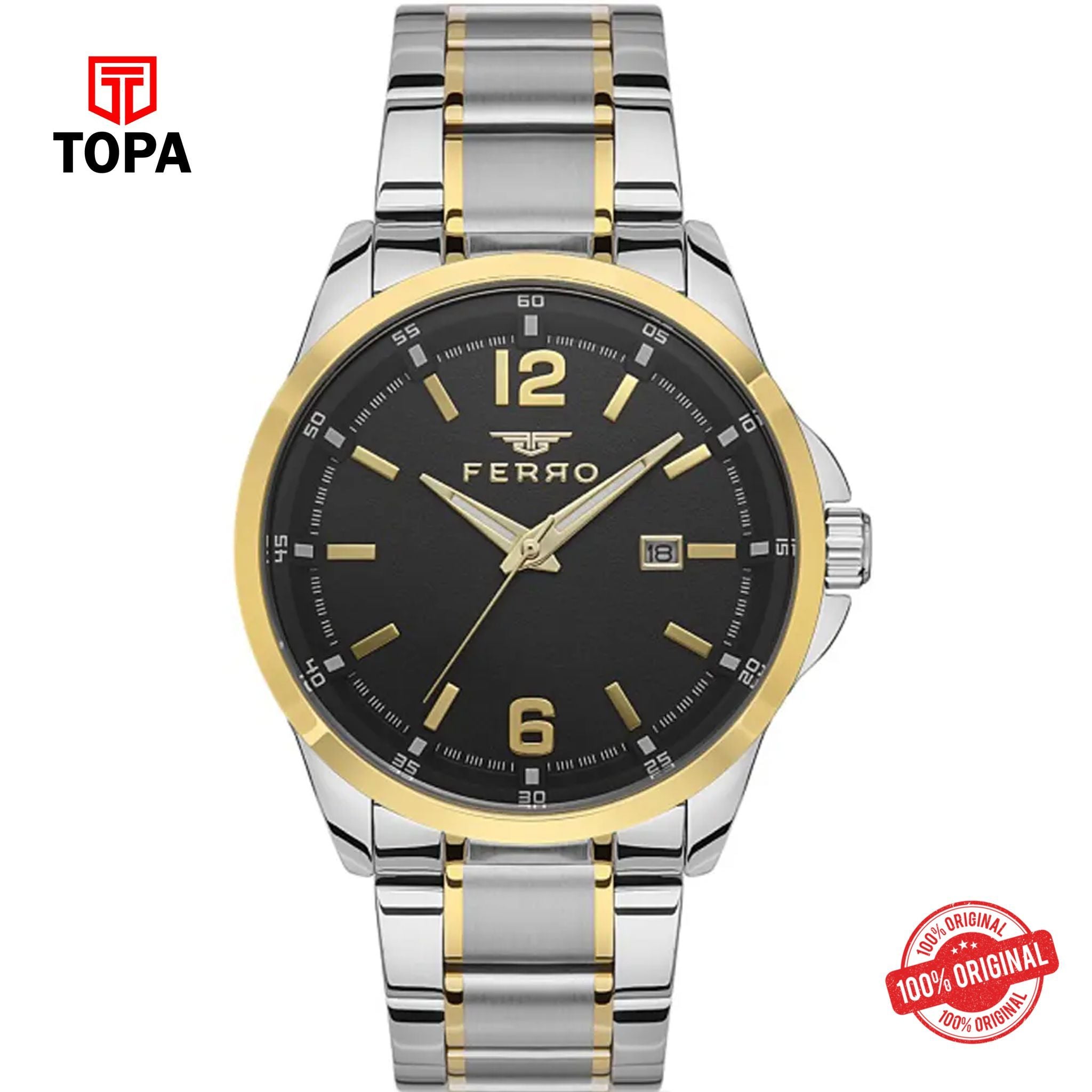 Topa Ferro-F11313A-D4-Metal-Band-Men-Watch - Product Image 1