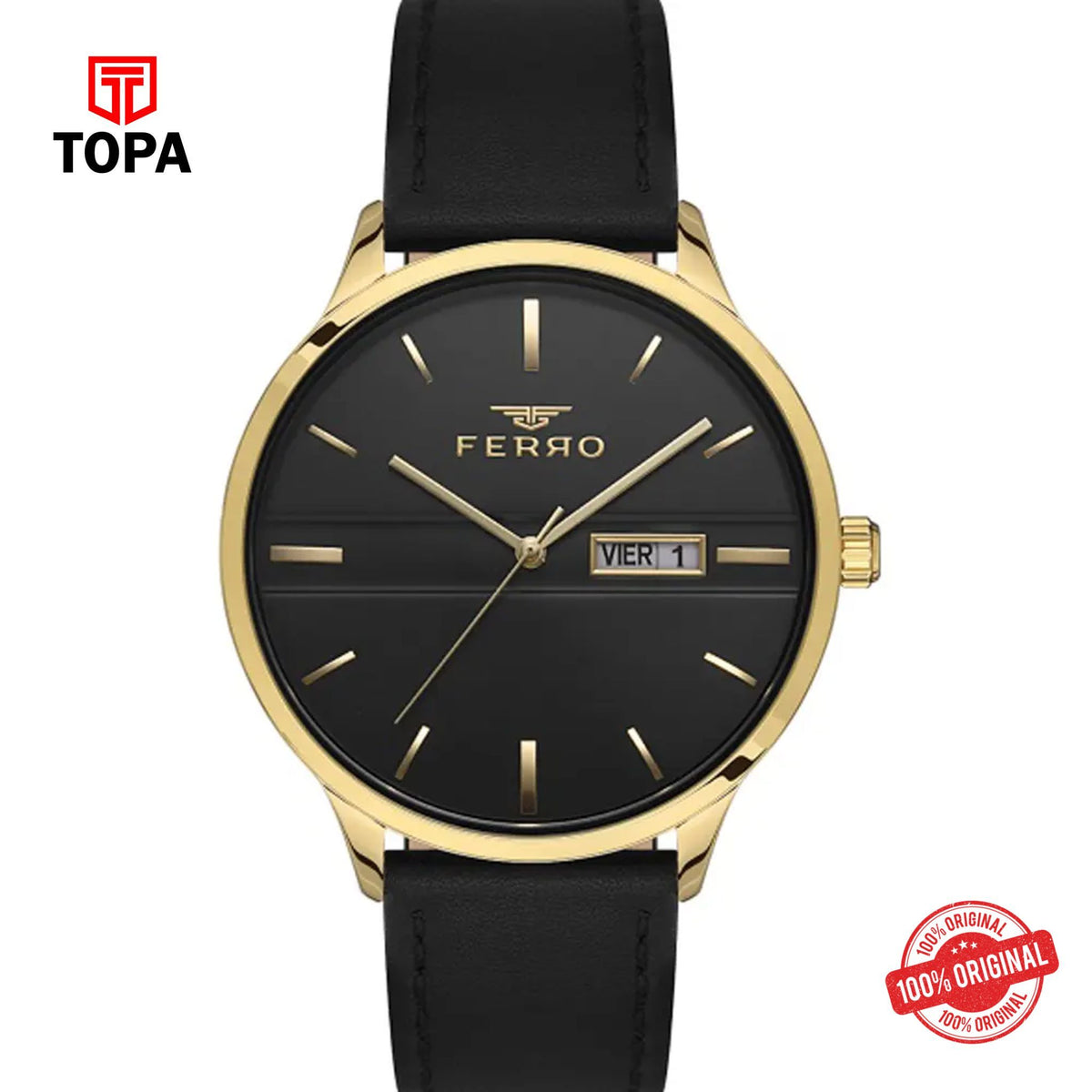 Topa Ferro-F11329B-N-Leather-Band-Men-Watch - Product Image 1