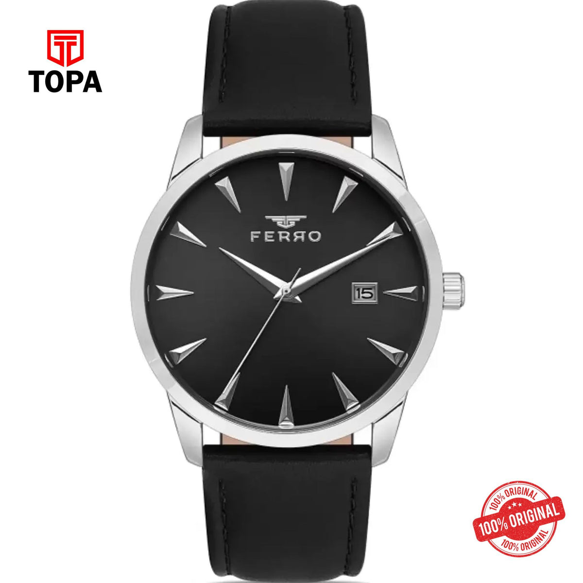 Topa Ferro-F11368B-J2-Leather-Band-Men-Watch - Product Image 1