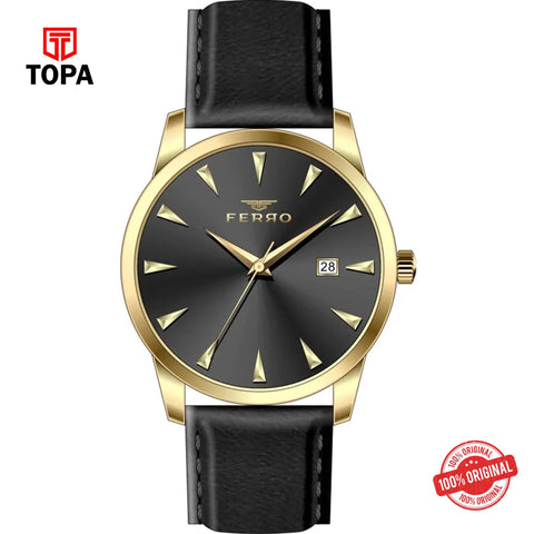 Topa Ferro-F11368B-N2-Leather-Band-Men-Watch - Product Image 1