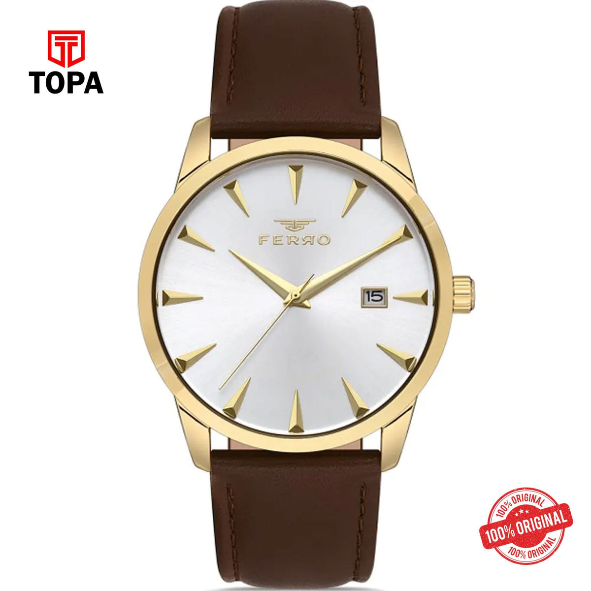 Topa Ferro-F11368B-O-Leather-Band-Men-Watch - Product Image 1