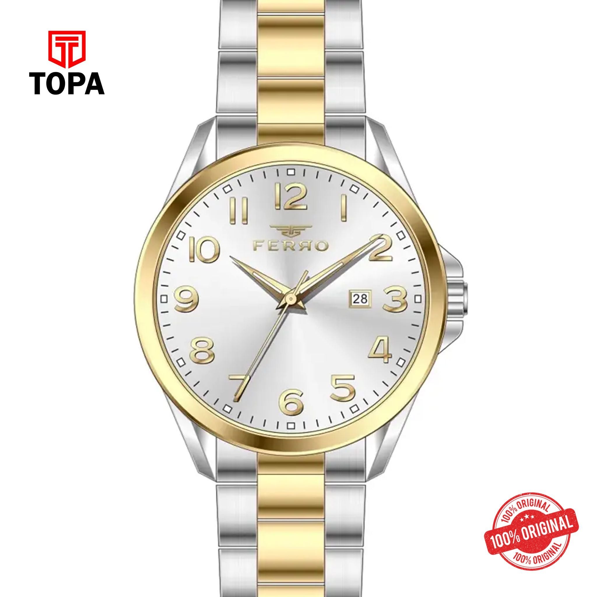 Topa Ferro-F11392A-D-Metal-Band-Men-Watch - Product Image 1