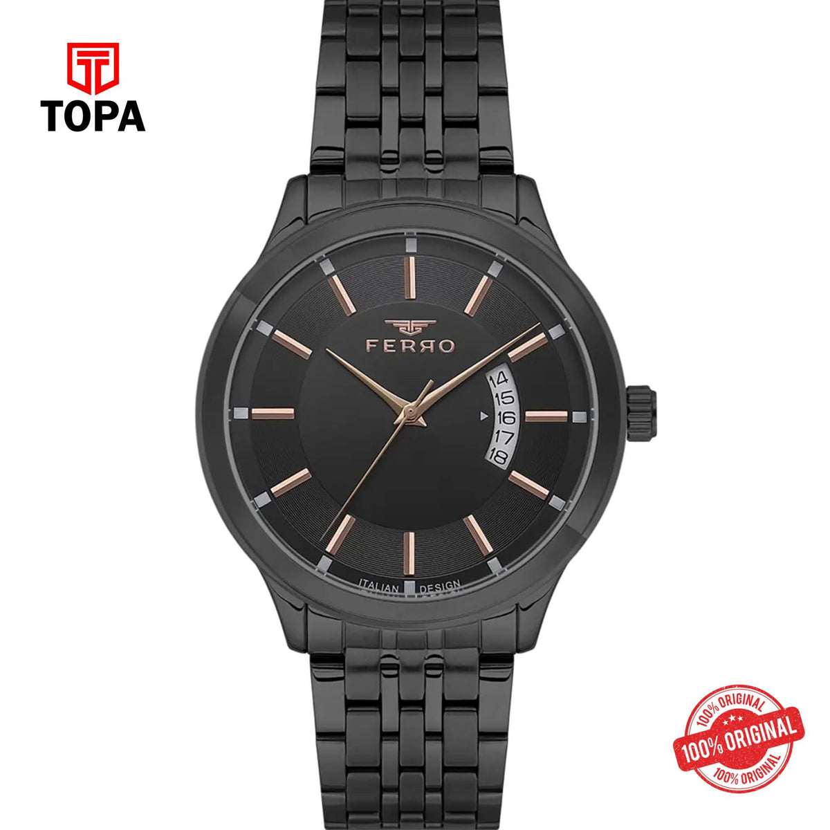 Topa Ferro-F11561A-G-Metal-Band-Men-Watch - Product Image 1