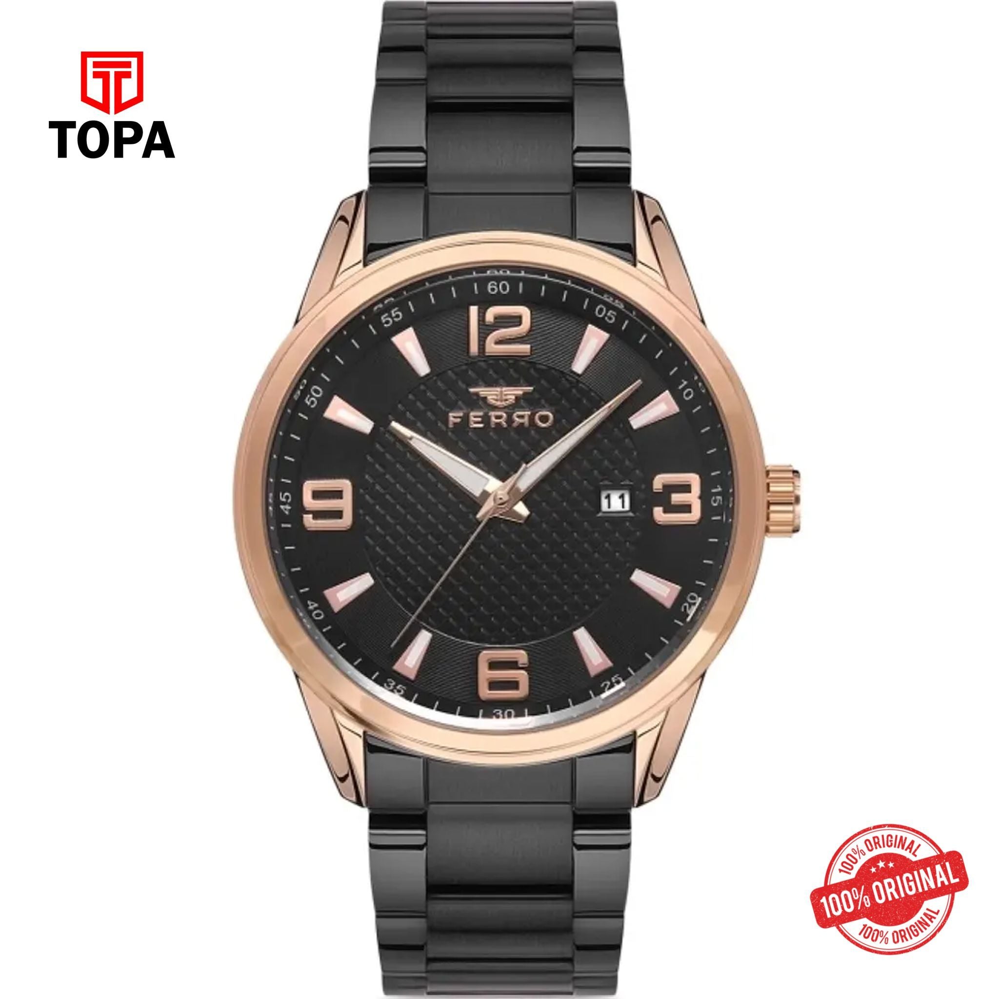 Topa Ferro-F11911A-R-Metal-Band-Men-Watch - Product Image 1