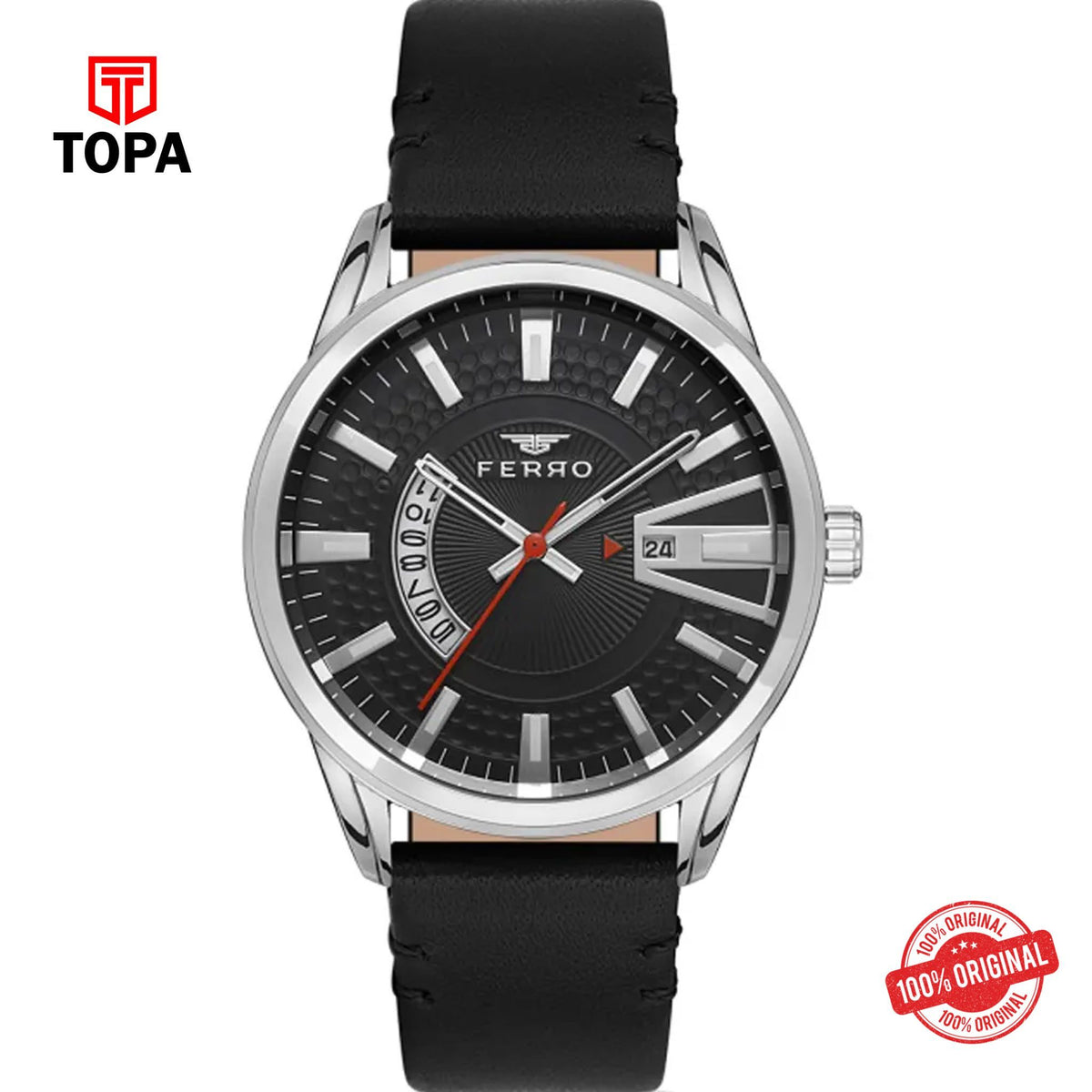 Topa Ferro-F11911B-J2-Leather-Band-Men-Watch - Product Image 1